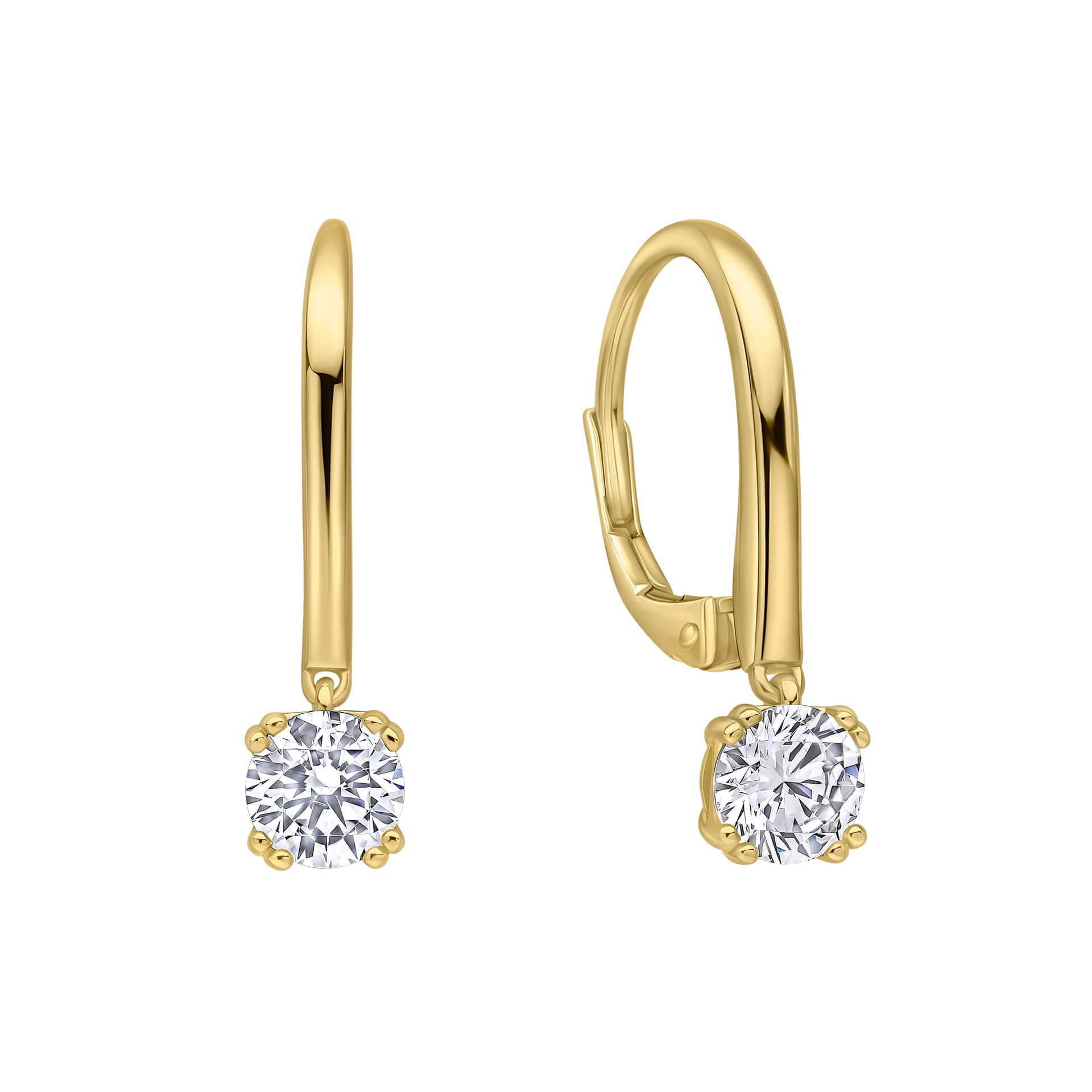 Double Claw Solitaire French Hook Earrings