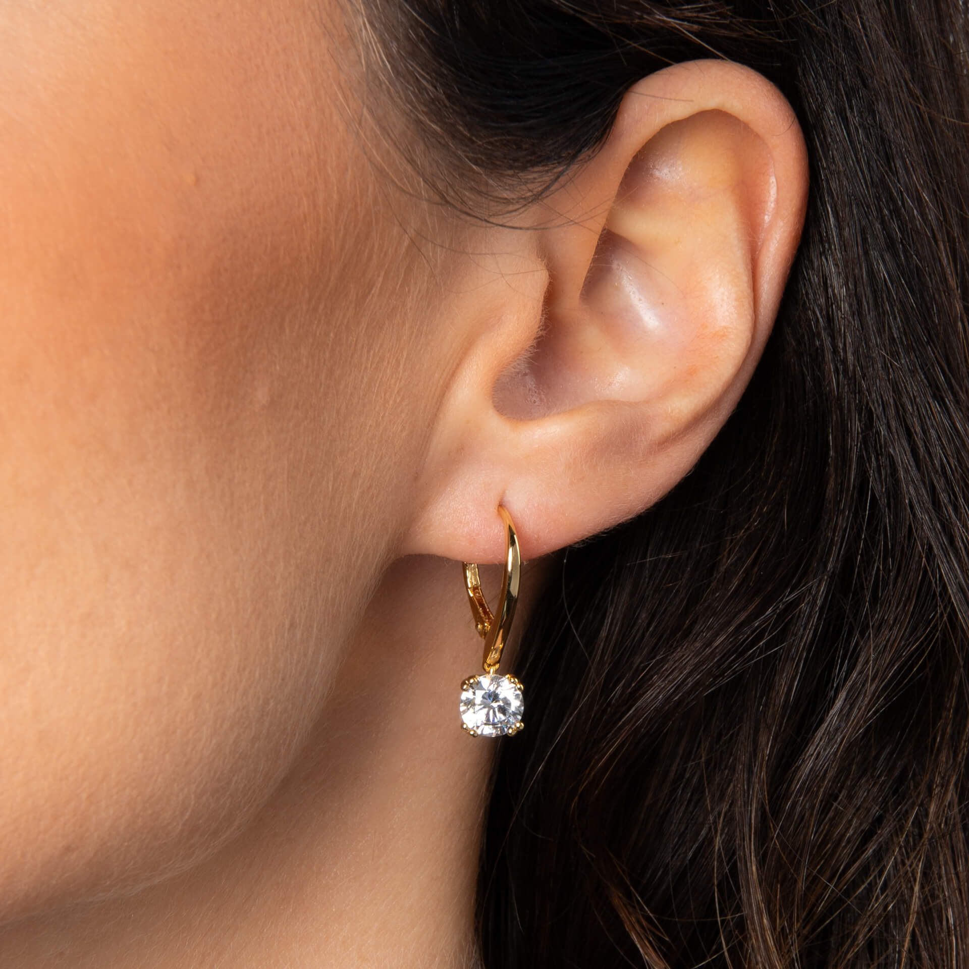 Double Claw Solitaire French Hook Earrings