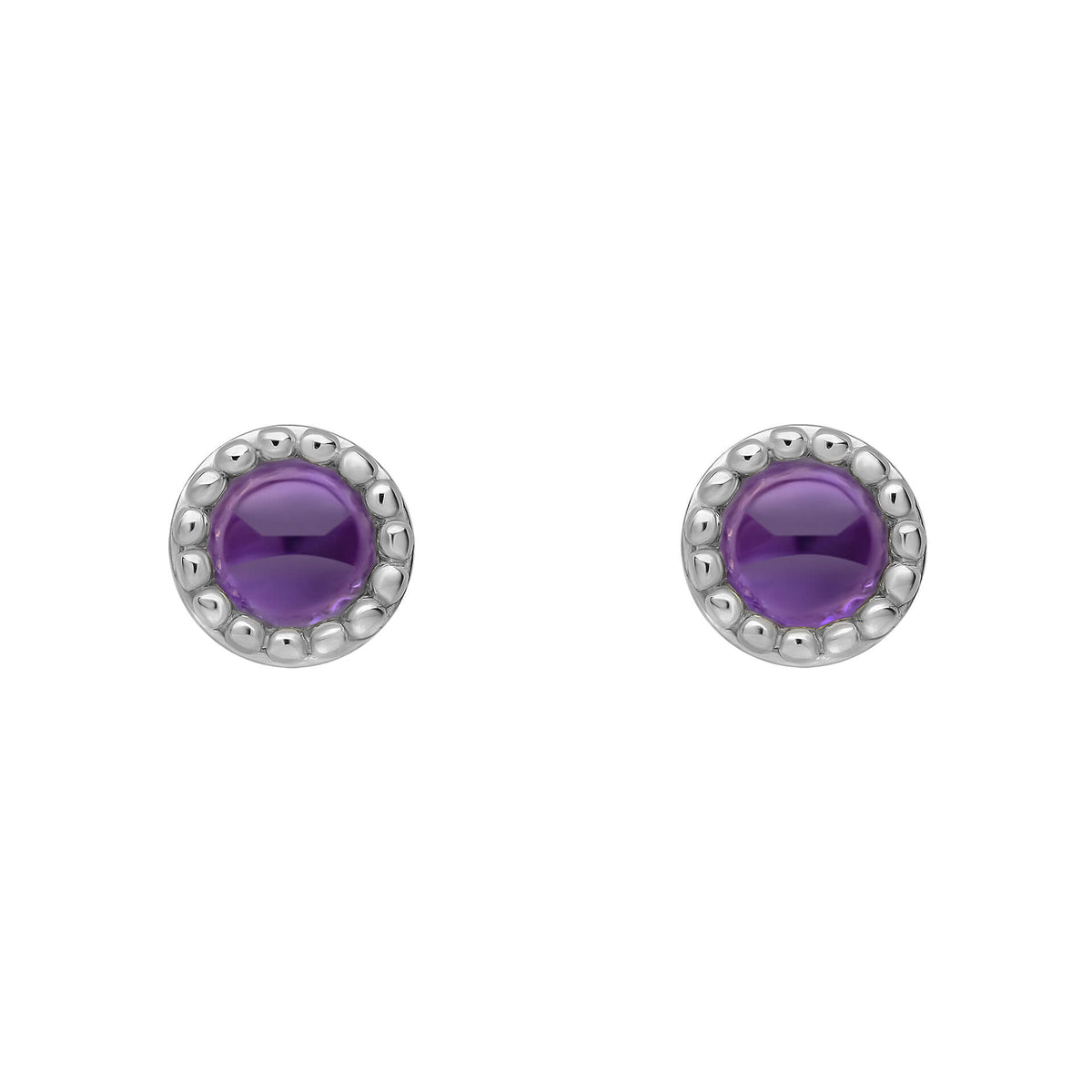 Milgrain Semi-Precious Cabochon Birthstone Earrings