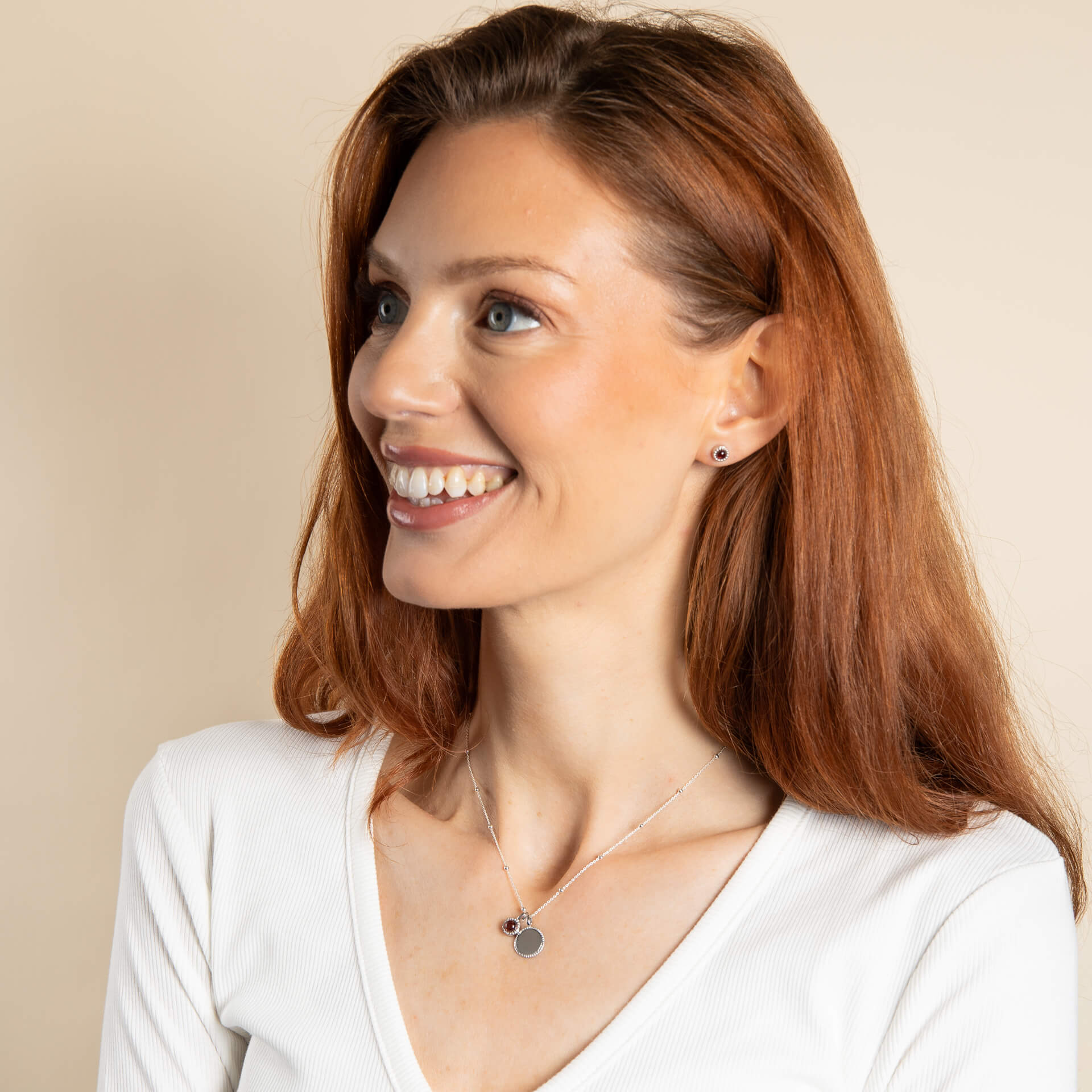Milgrain Semi-Precious Cabochon Birthstone Necklace