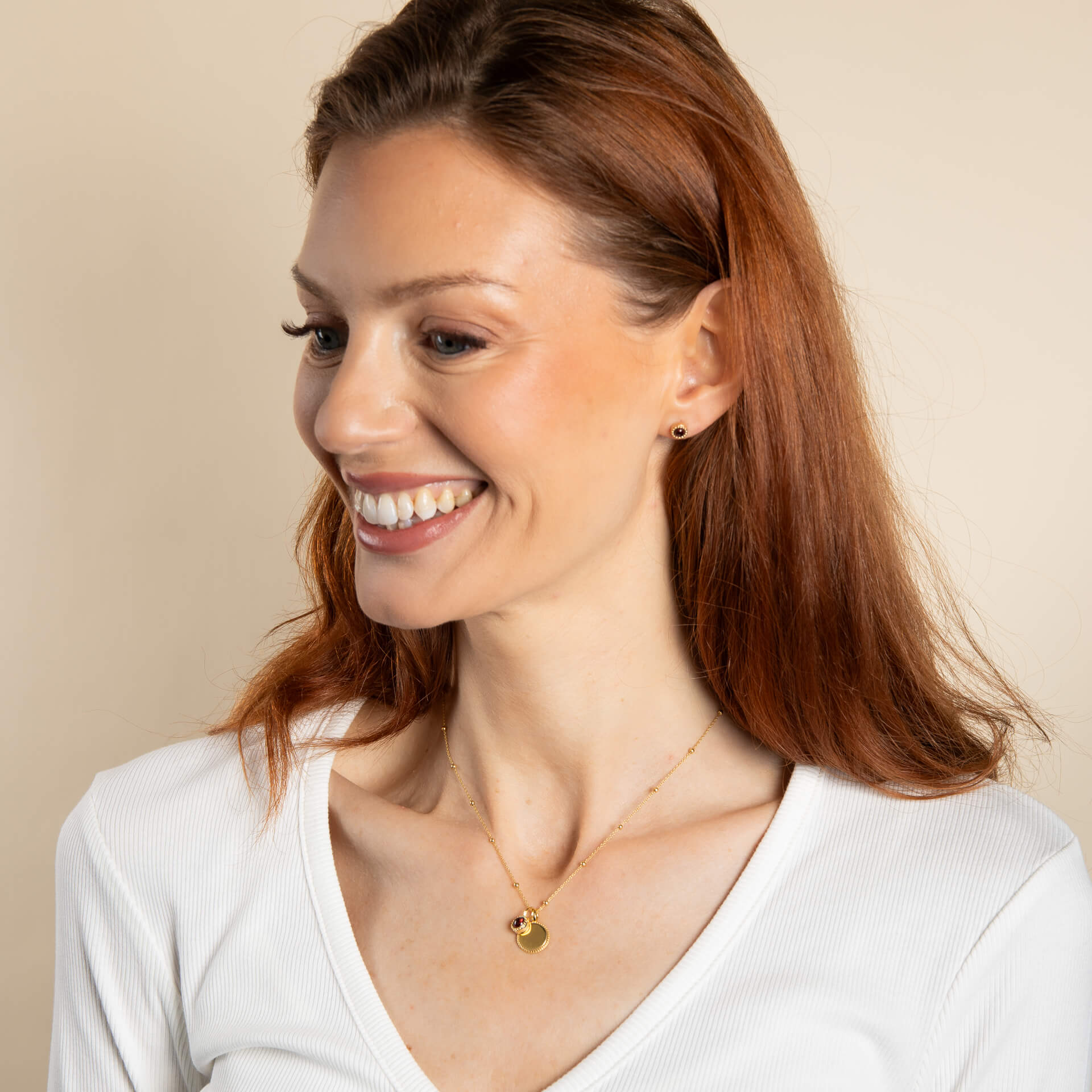 Milgrain Semi-Precious Cabochon Birthstone Necklace