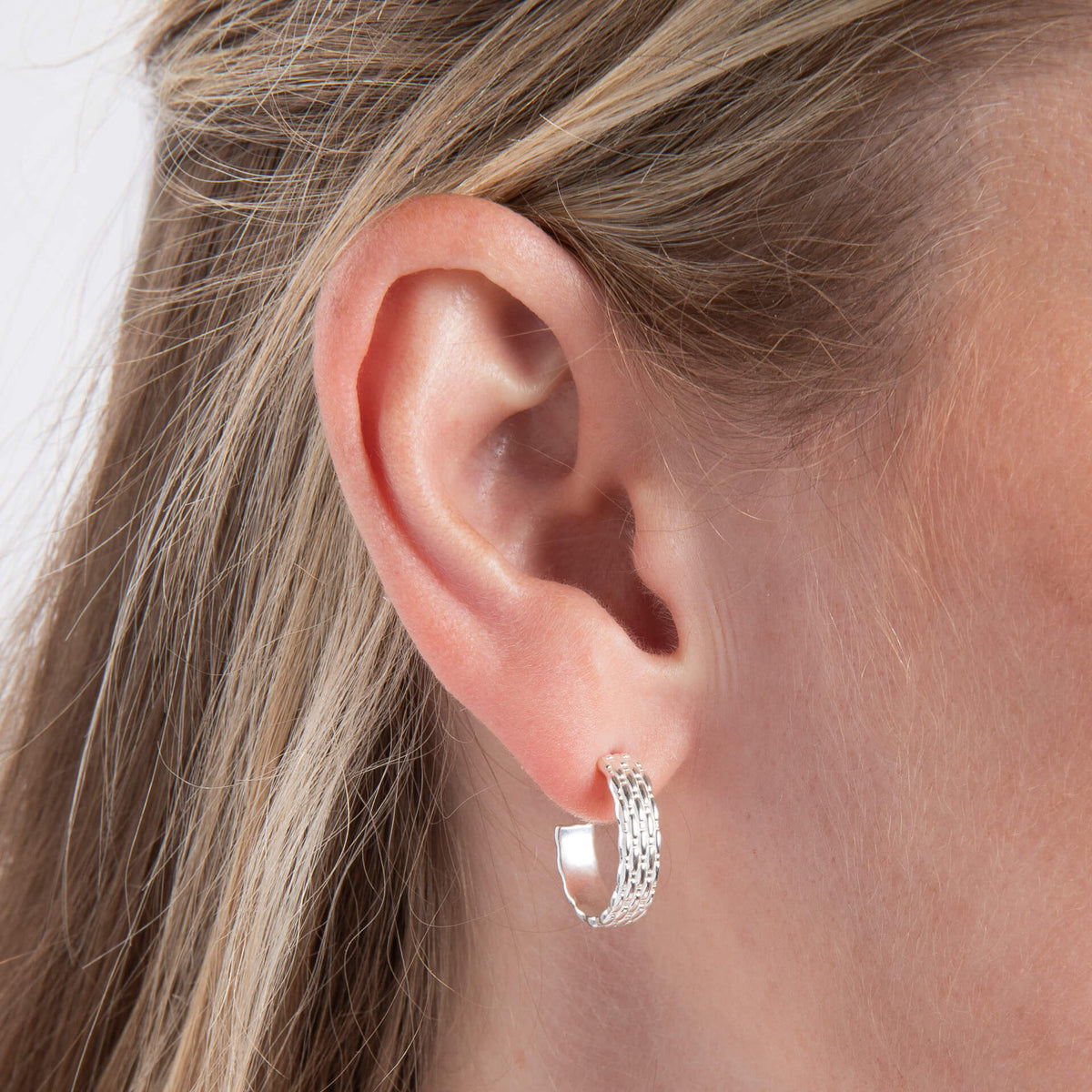 Basket Weave Hoop Earrings
