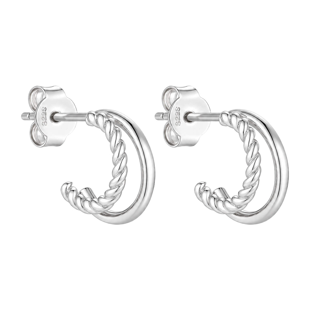 Textured and Plain Double Hoop Earrings
