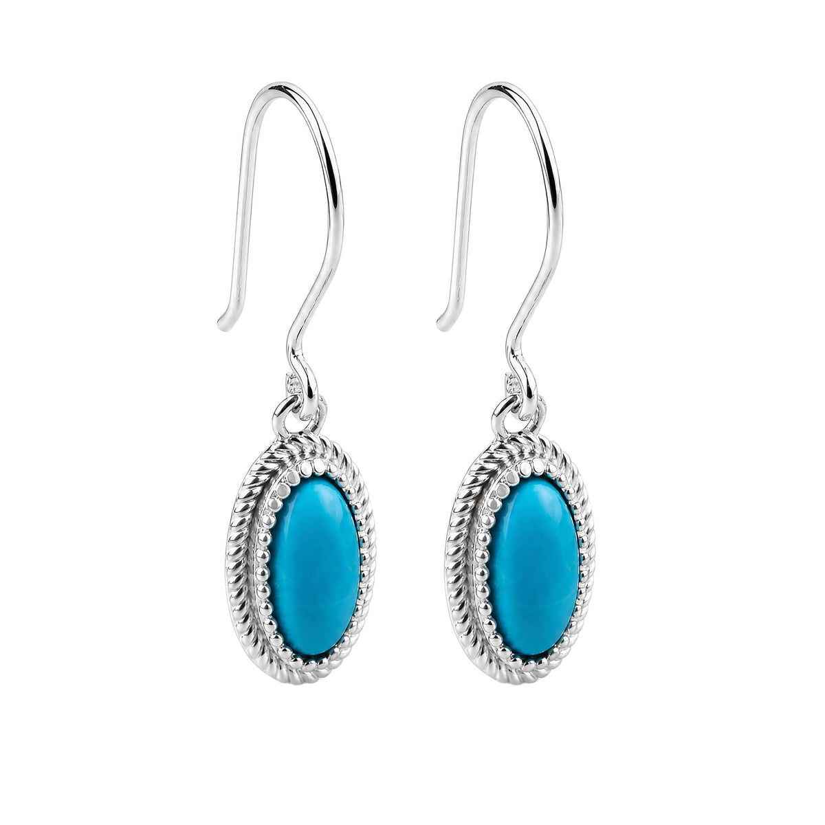 Oval Blue Magnesite Milgrain Earrings