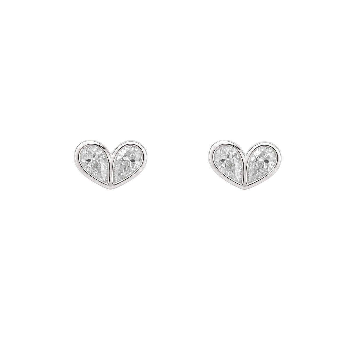 Cubic Zirconia Heart Stud Earrings