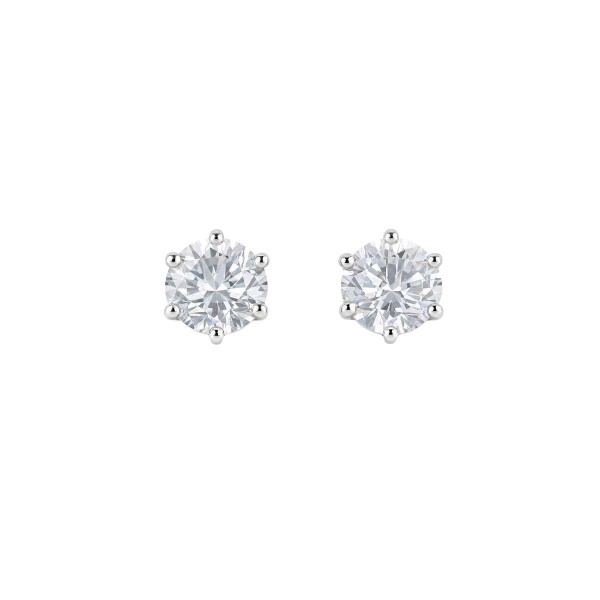 Six Prong Cubic Zirconia Stud Earrings