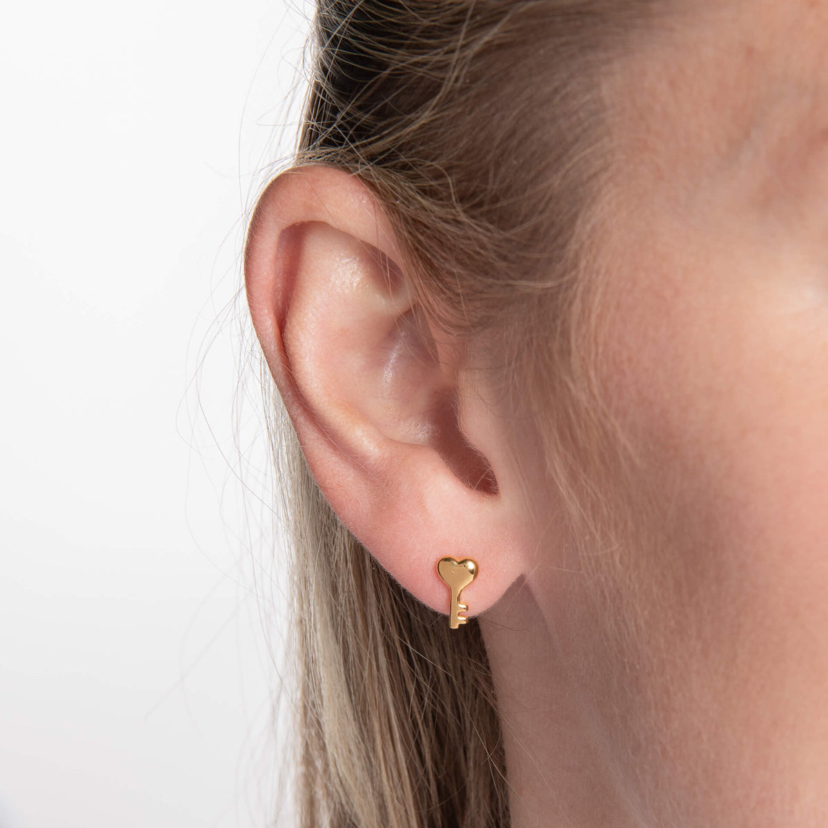 Two Tone Lock and Key Stud Earrings