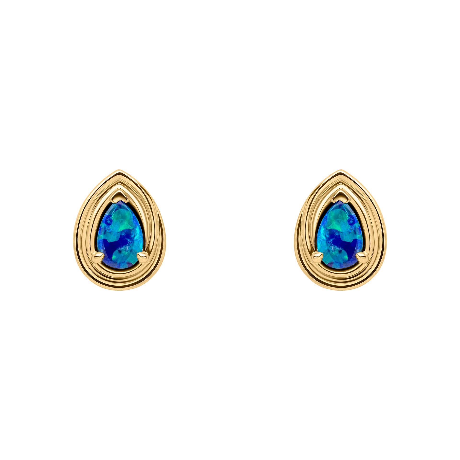 Opal Doublet Teardrop Stud Earrings