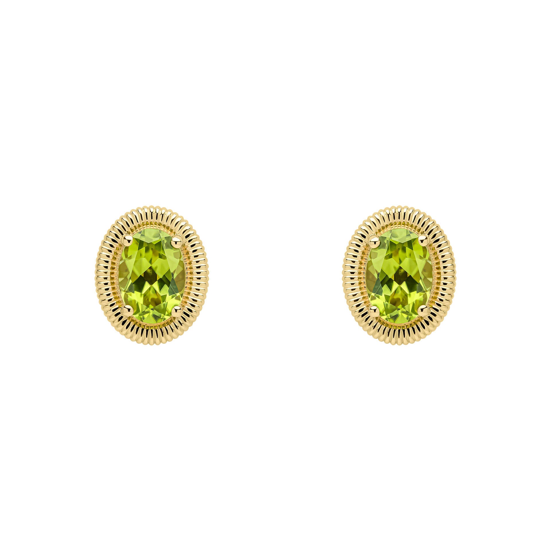 Peridot Oval Ridged Stud Earrings