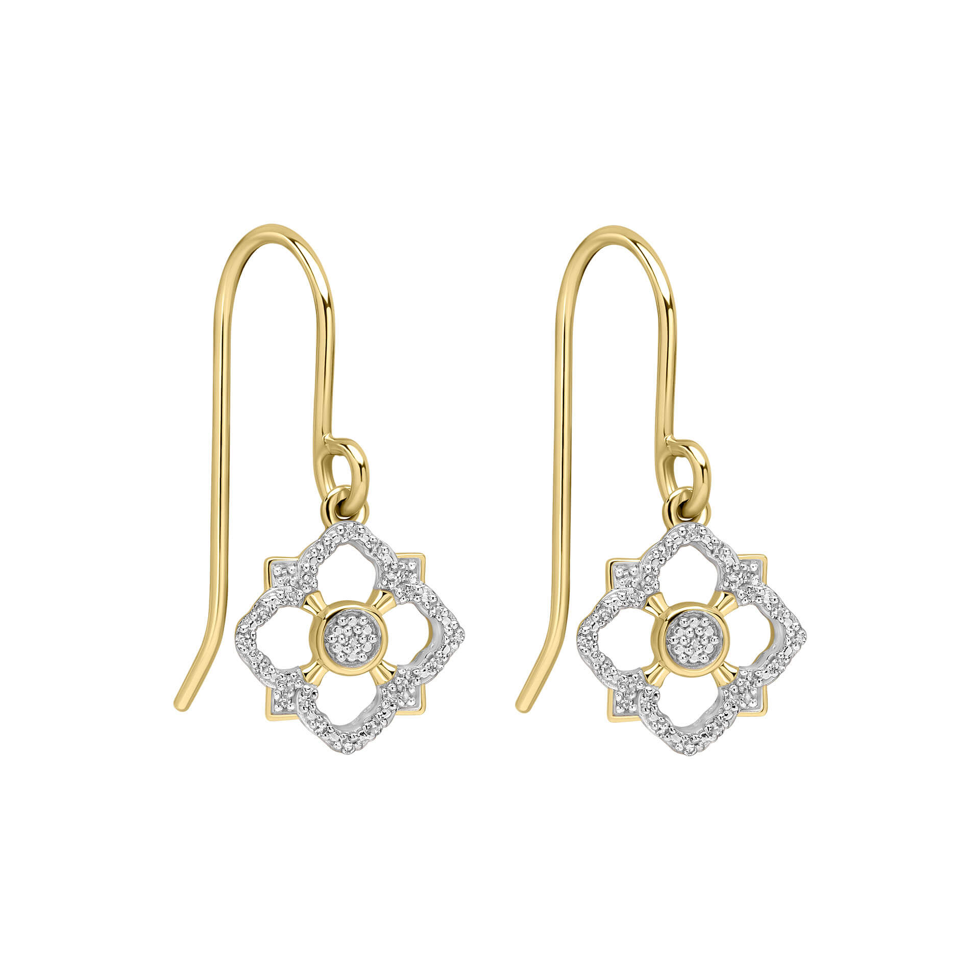 Diamond Floral Drop Earrings