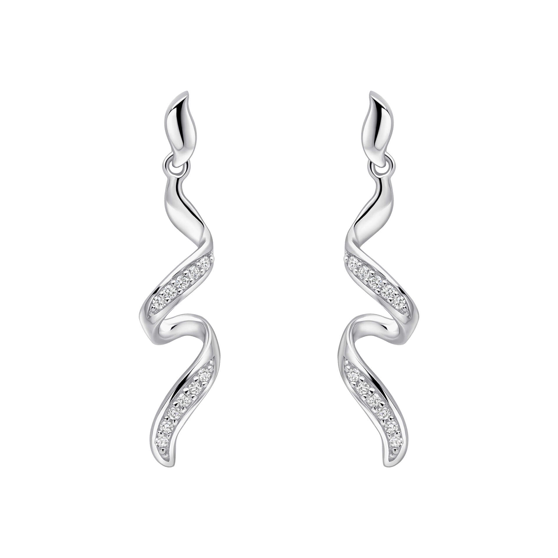 Diamond Twisted Ribbon Drop Earrings