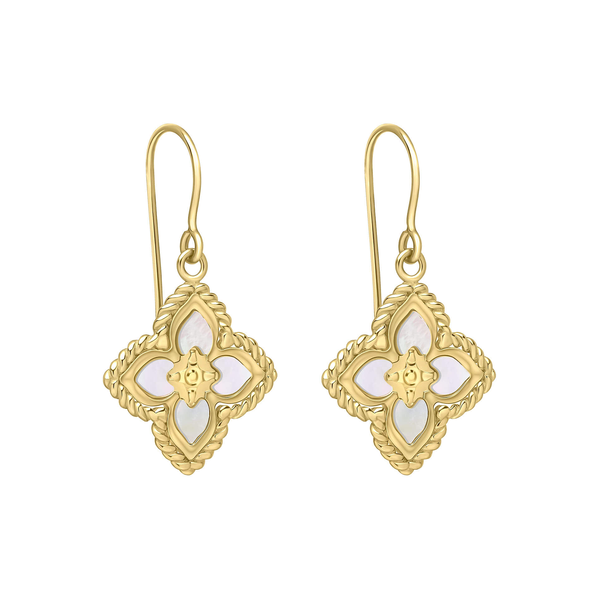 Mother of Pearl Flower Hook Earrings
