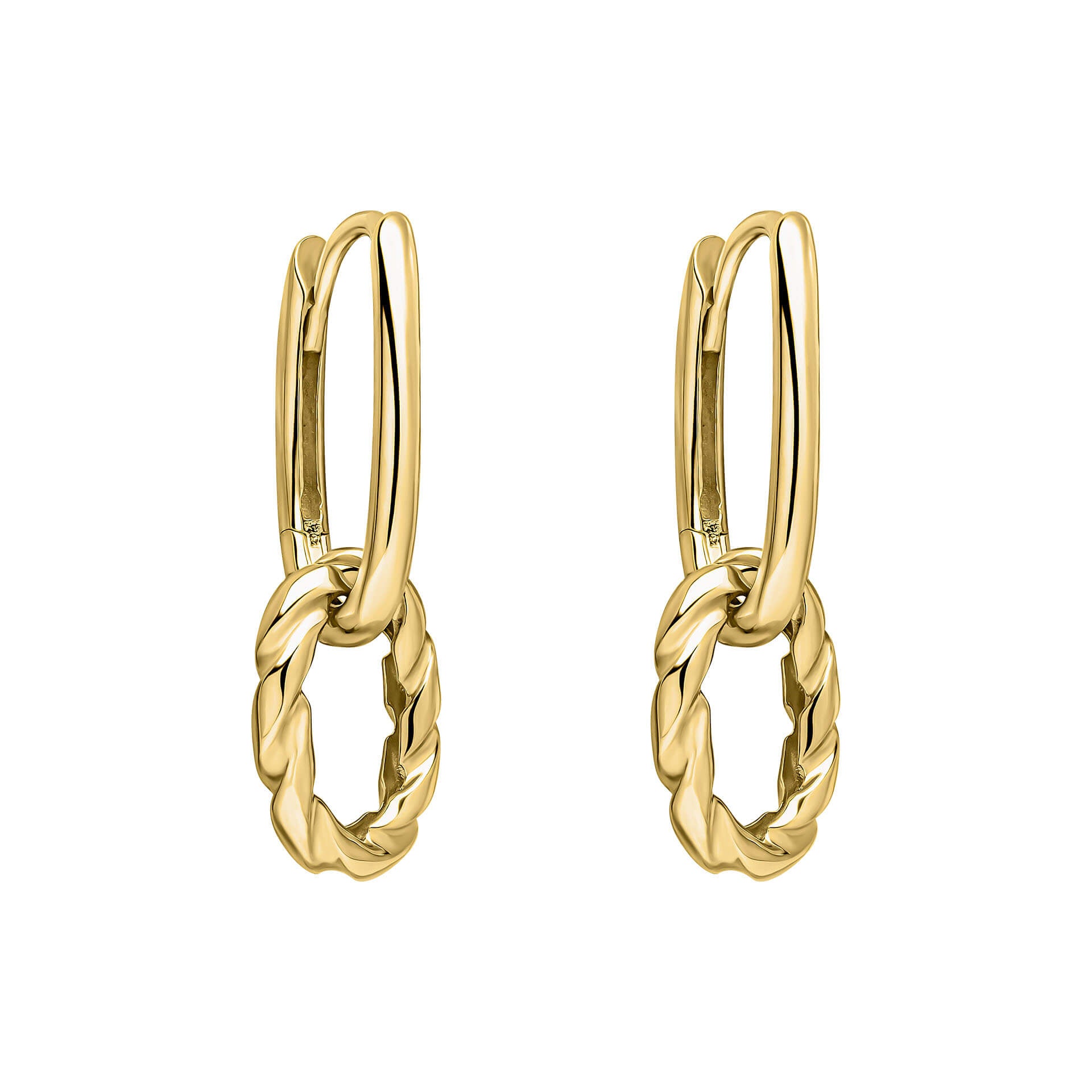 Rope Twist Double Hoop Drop Earrings