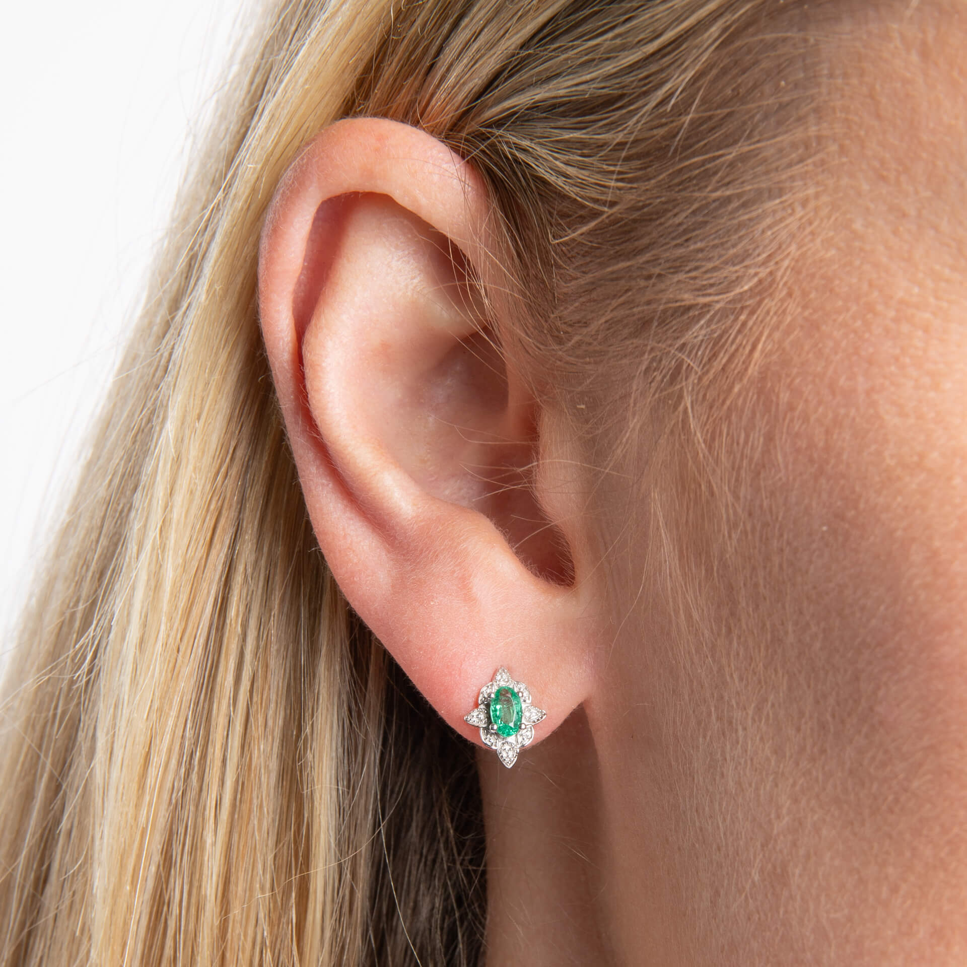 Emerald Art Deco Stud Earrings