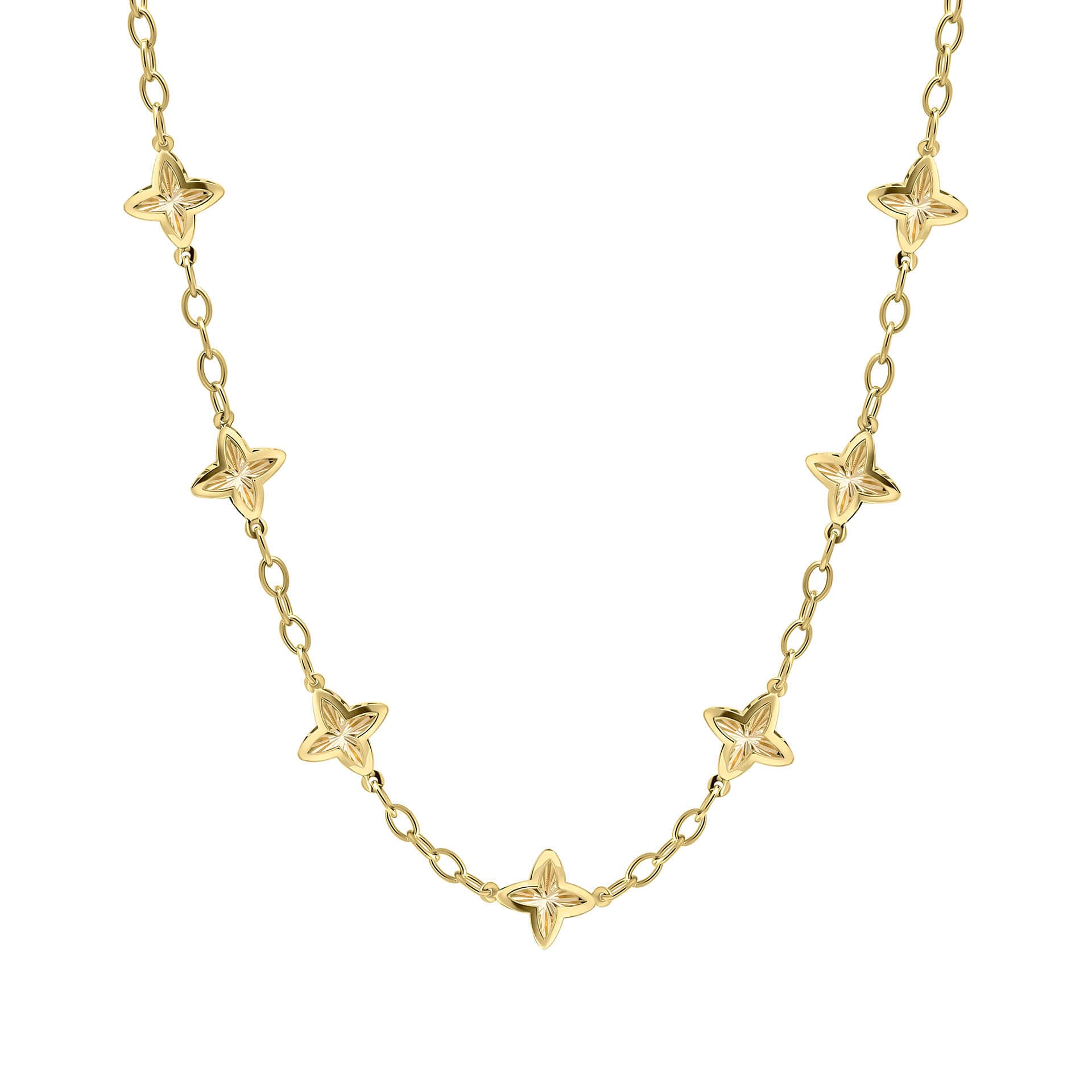 Textured Flower Station Necklace