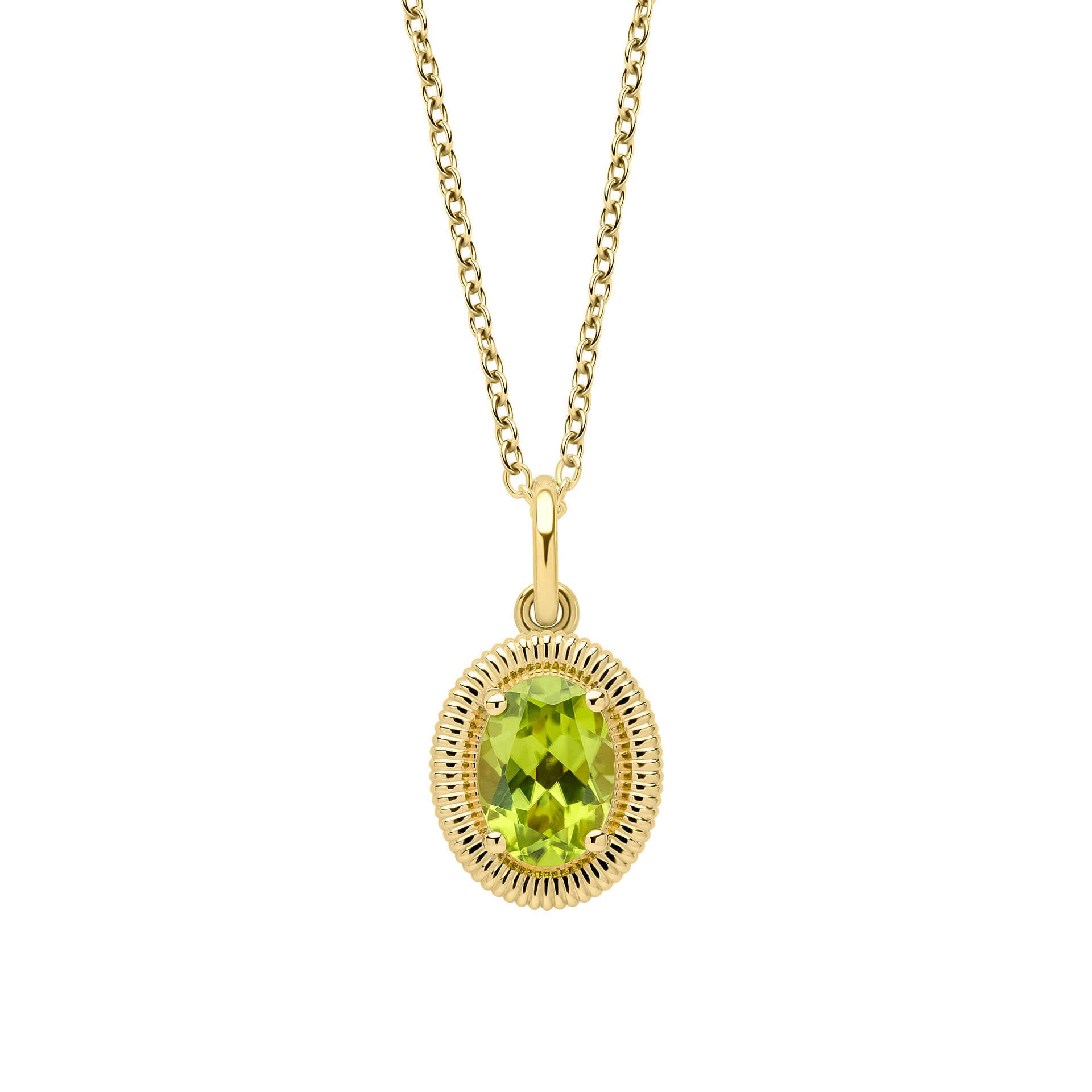 Peridot Oval Ridged Pendant