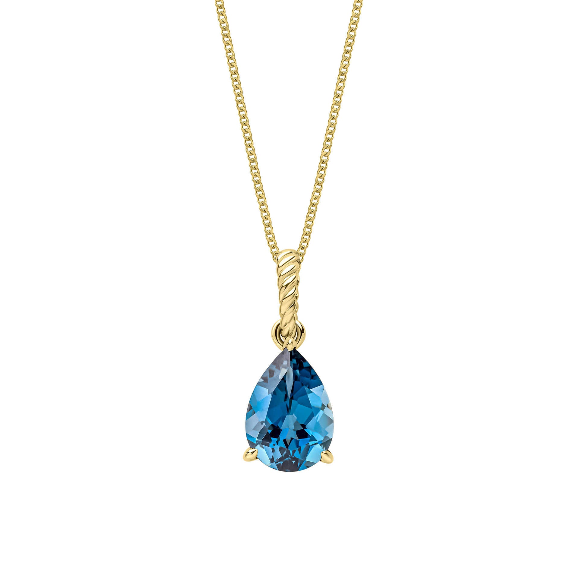 London Blue Topaz Rope Twist Pendant