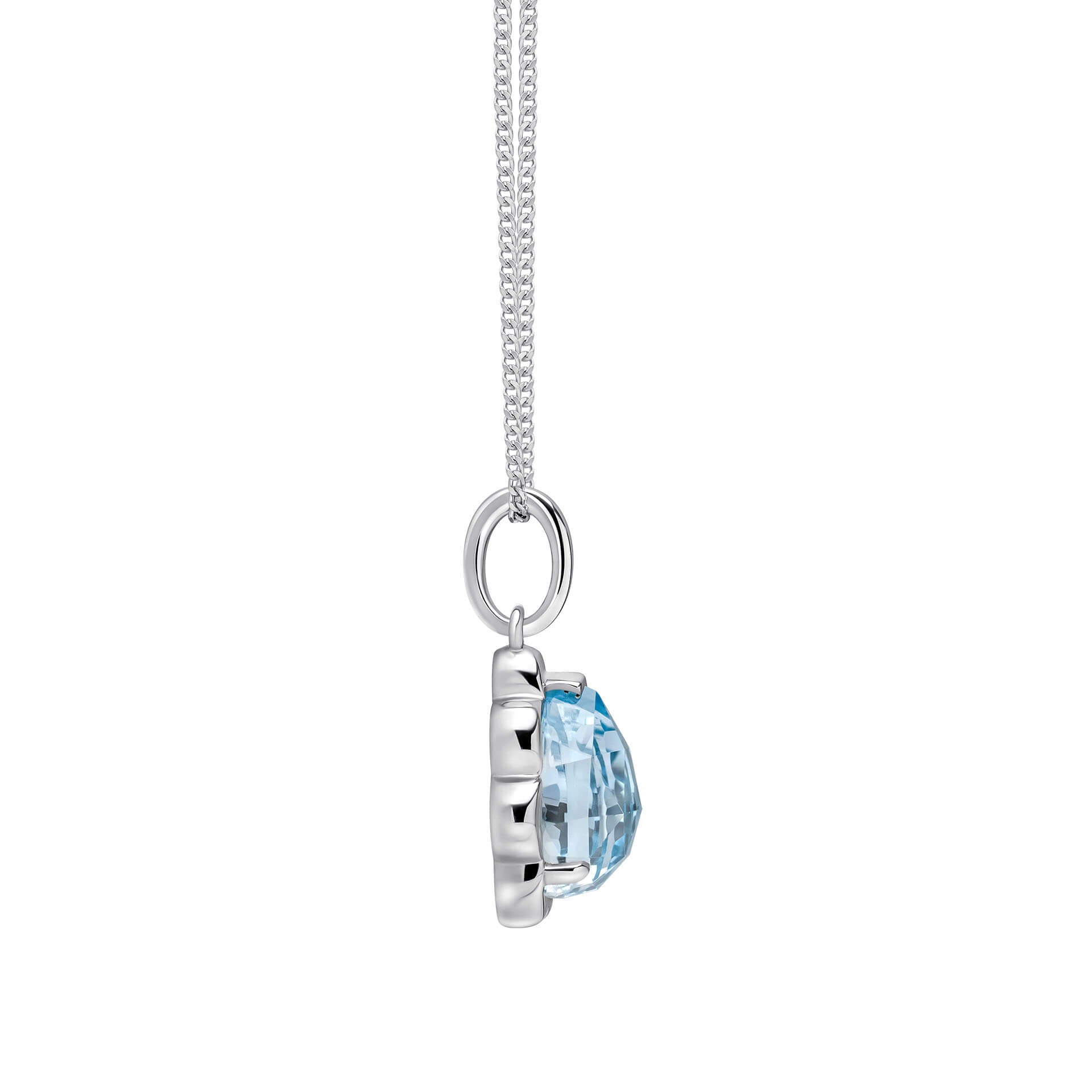 Fancy Cut Sky Blue Topaz Flower Bud Pendant