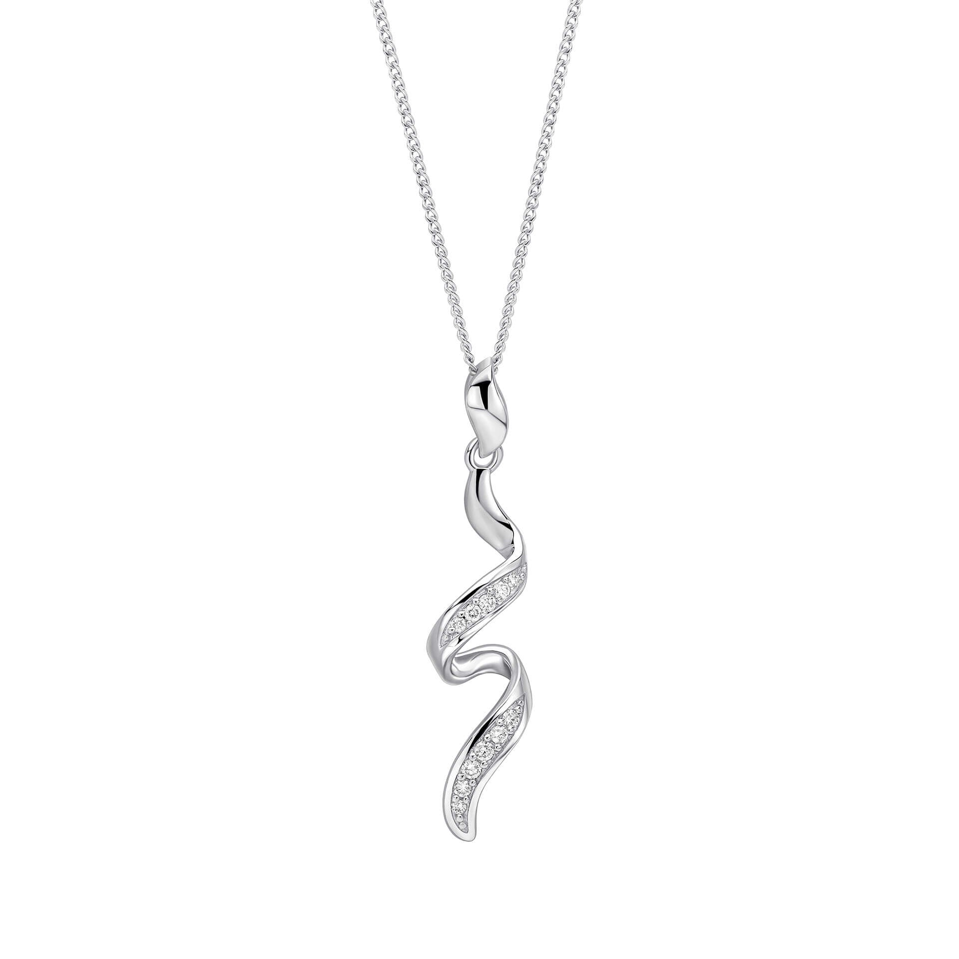 Diamond Twisted Ribbon Drop Pendant