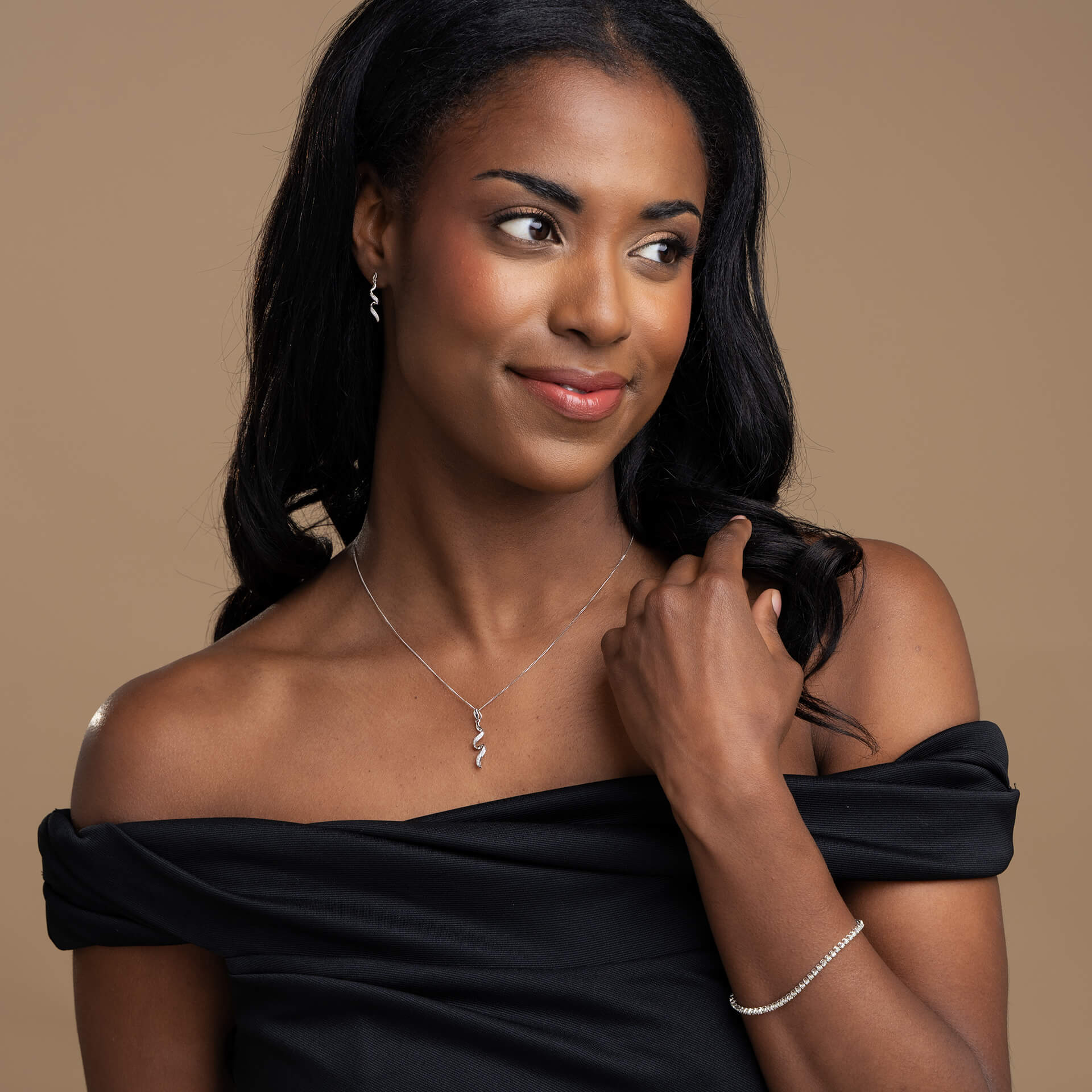 Diamond Twisted Ribbon Drop Earrings
