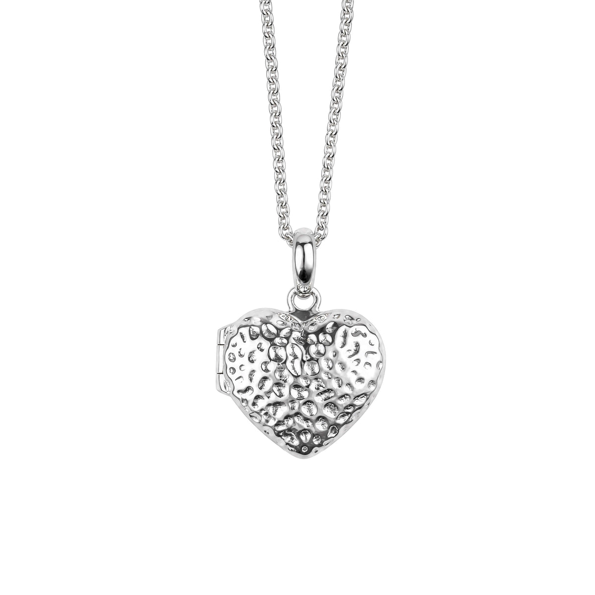 Hammered Heart Locket Necklace 40+5cm