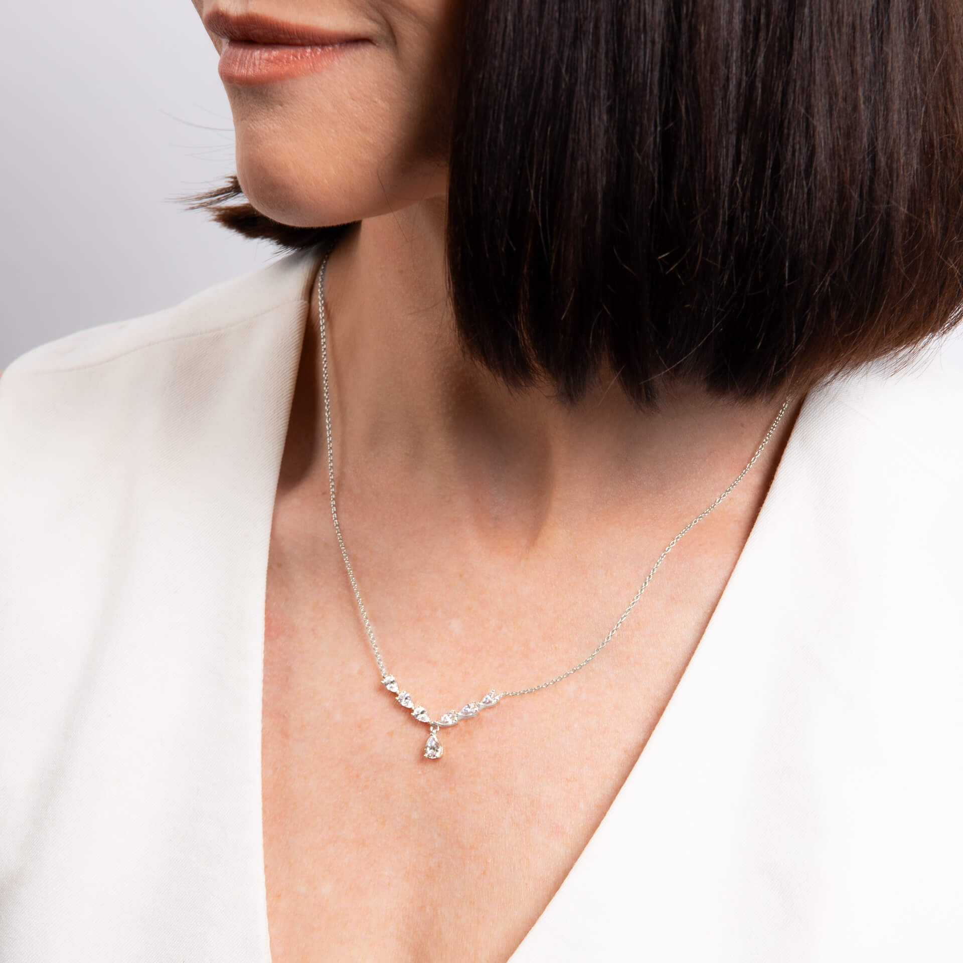 Statement Teardrop Zirconia Necklace