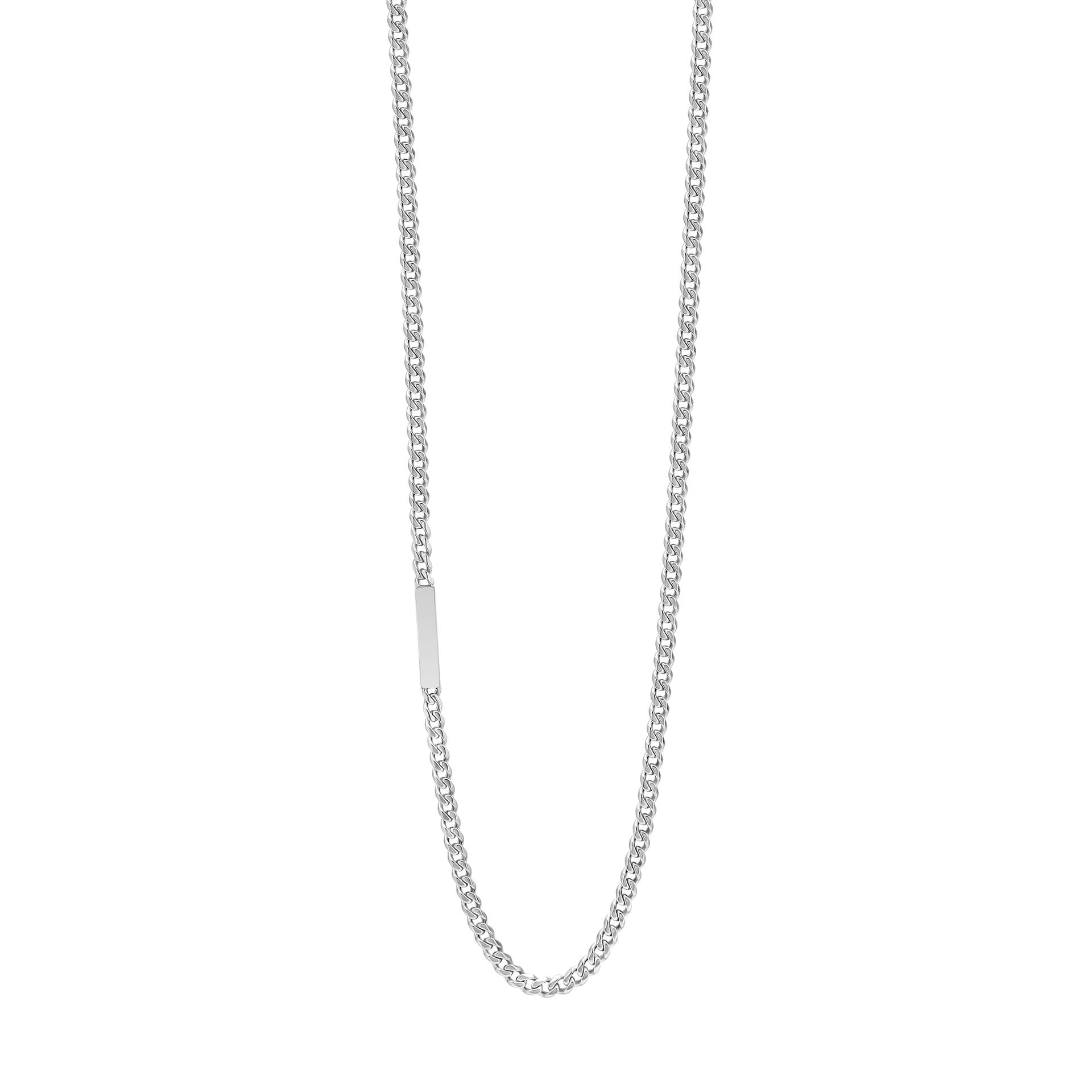 Chain Necklace with Offset Engravable Bar