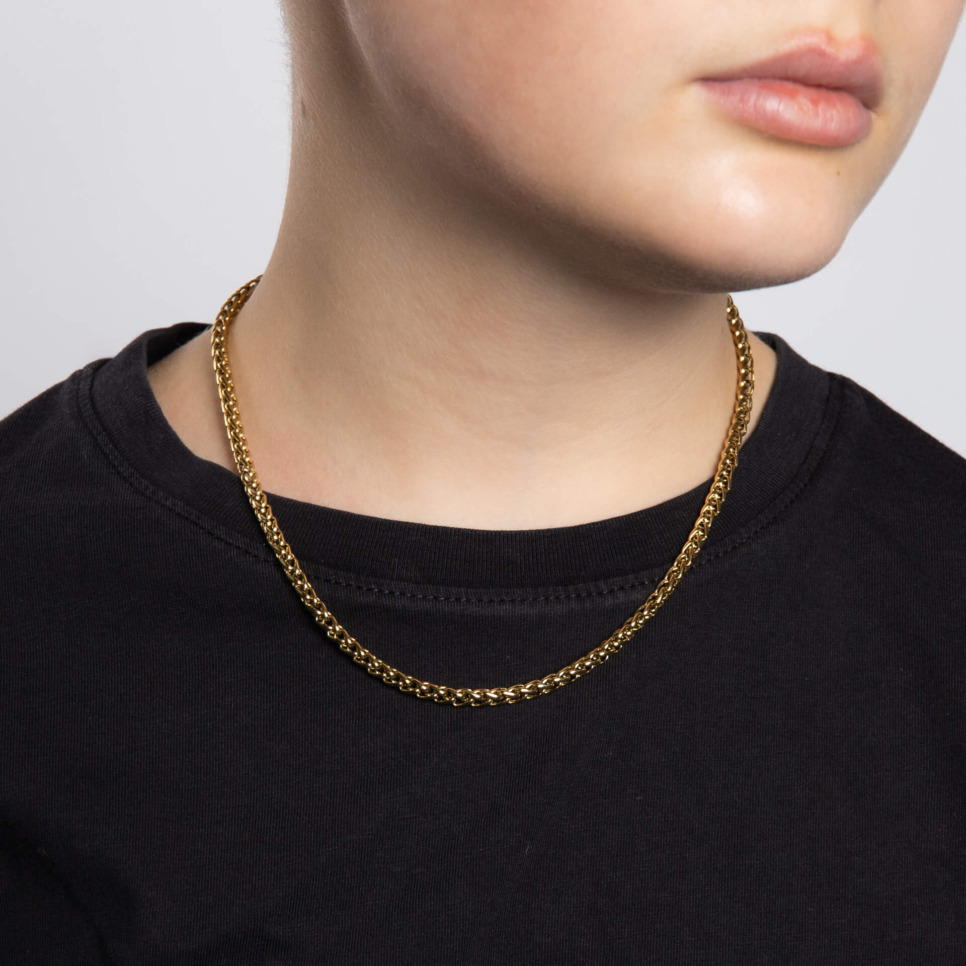 Smaller Fit Stainless Steel Wheat Chain Necklace