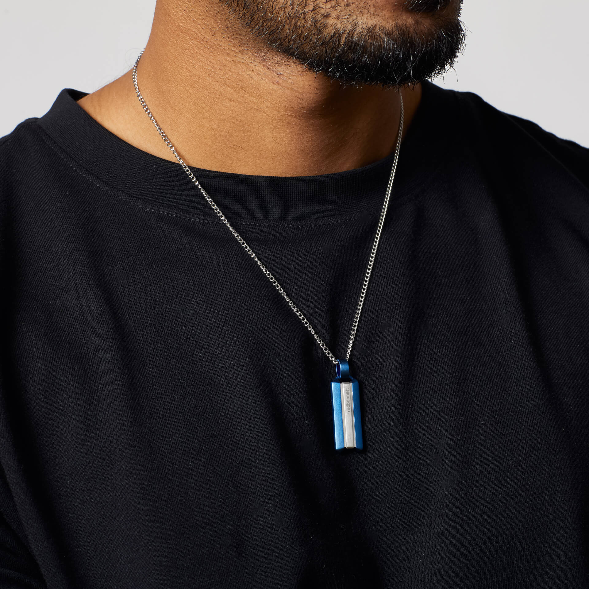 Stainless Steel Blue Dog Tag Necklace