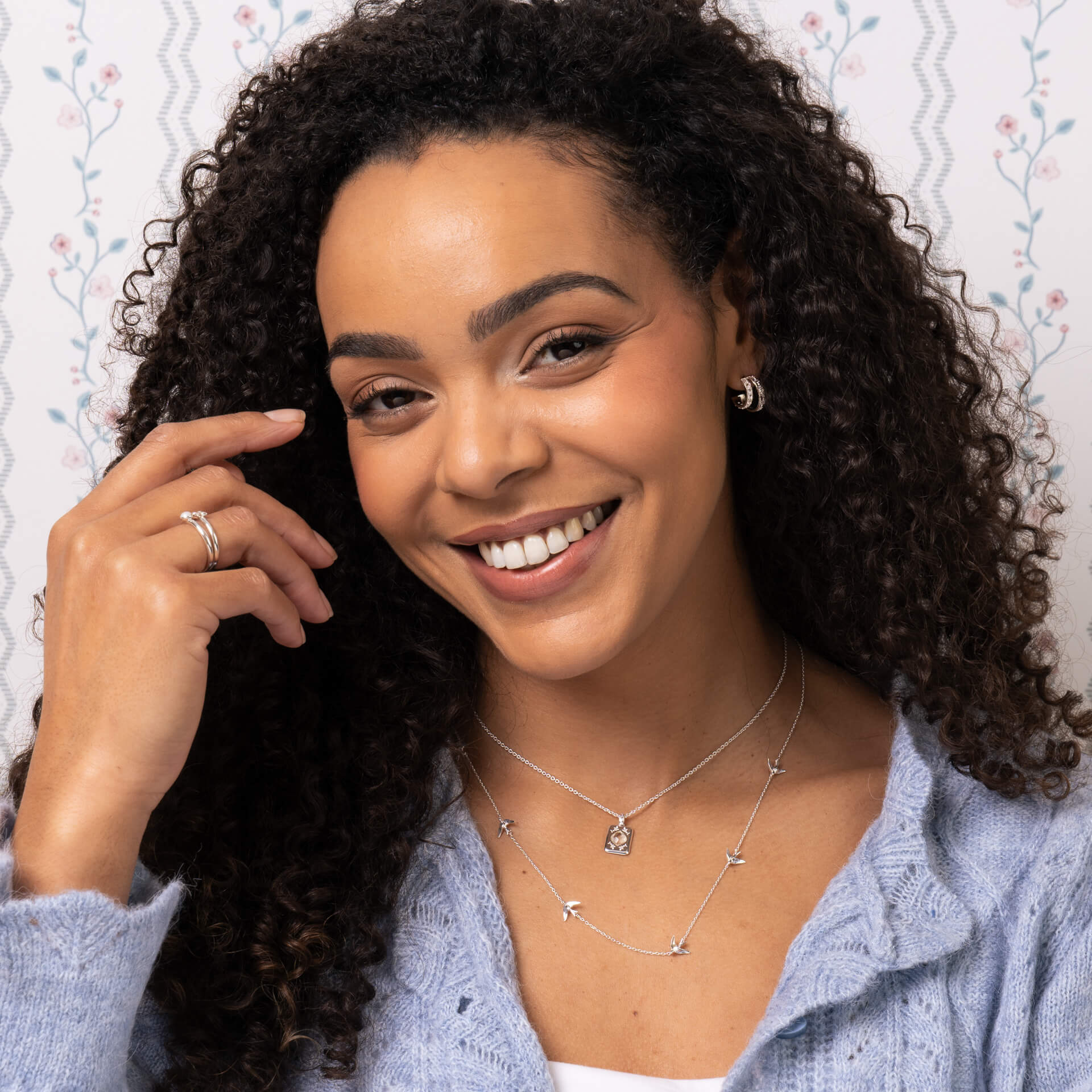 Foscot Damask White Topaz Hoop Earrings