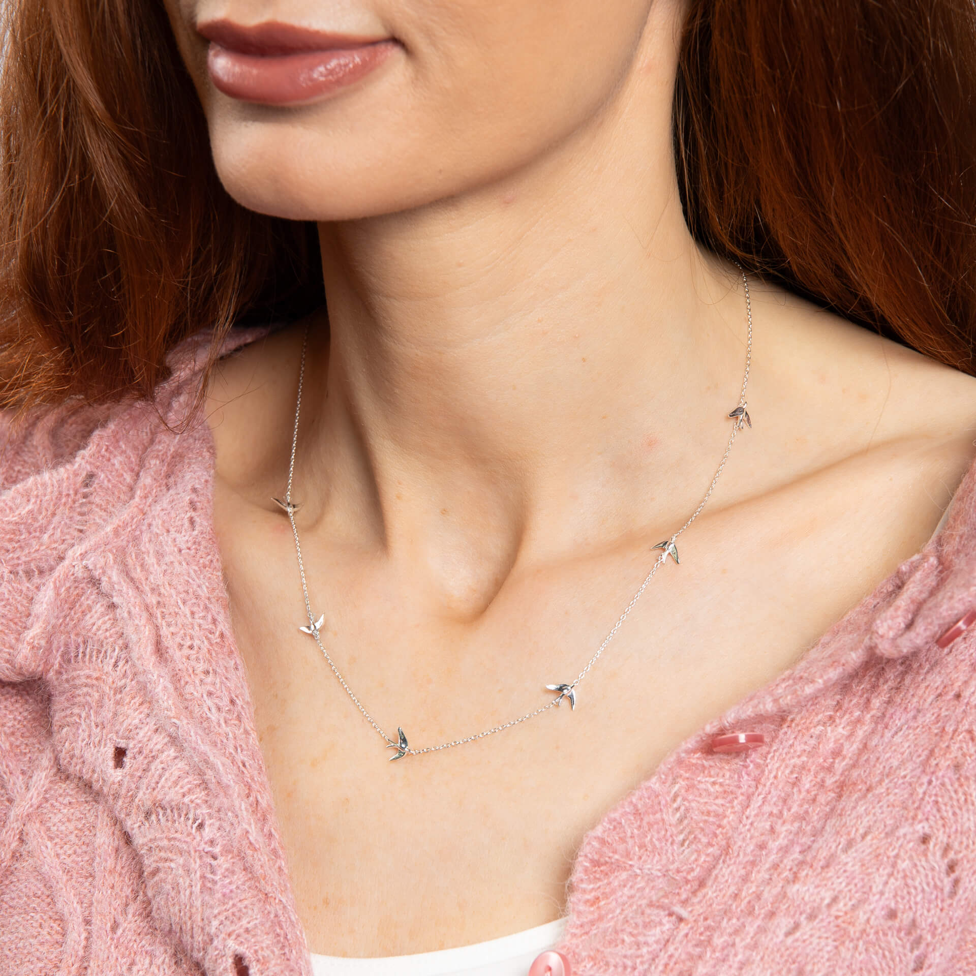 Blue Birds Station Necklace