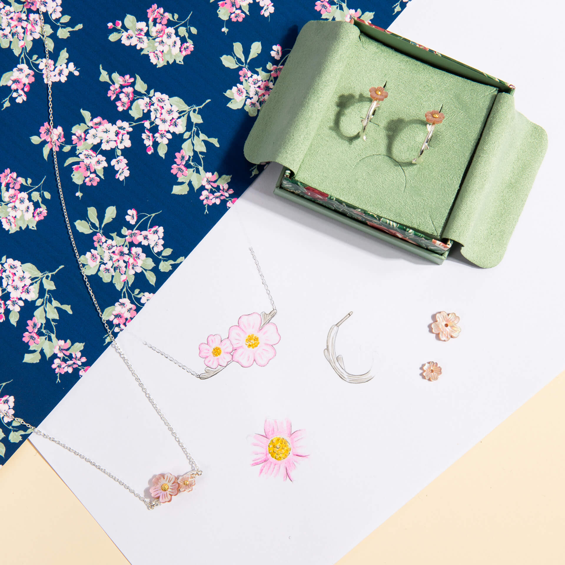 Cherry Blossom Ditsy Hoop Earrings