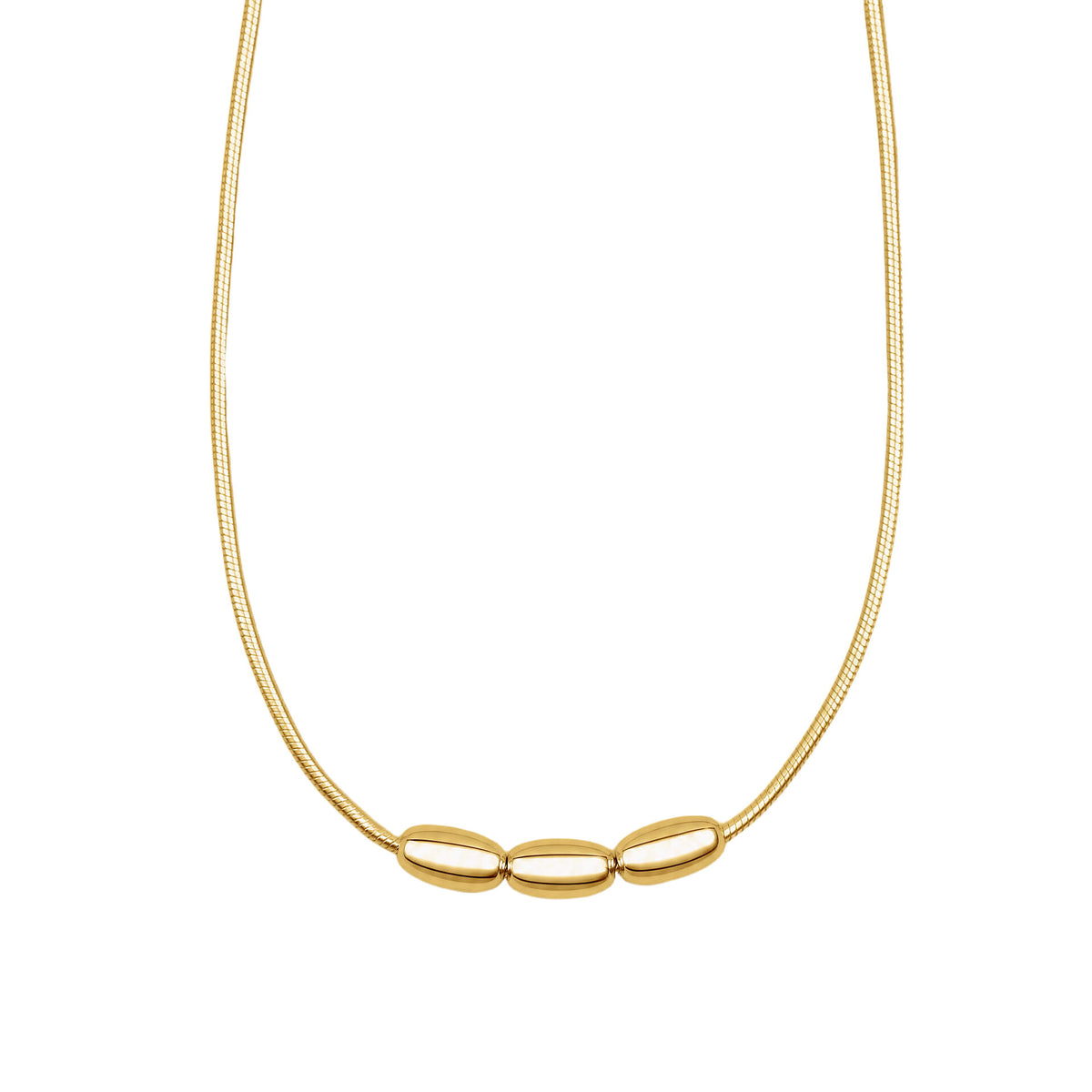 Three Bead Snake Chain Necklace