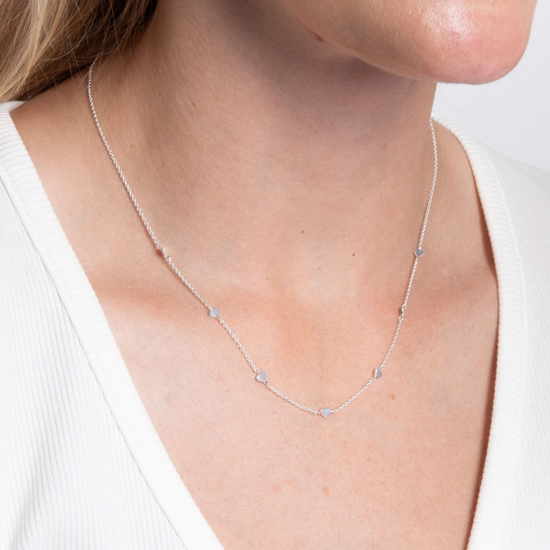 Small Heart Station Necklace