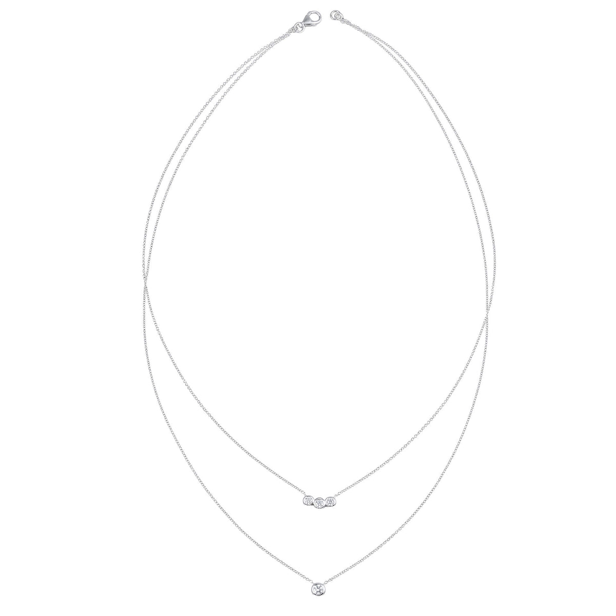 Bezel Set Double Layer Necklace