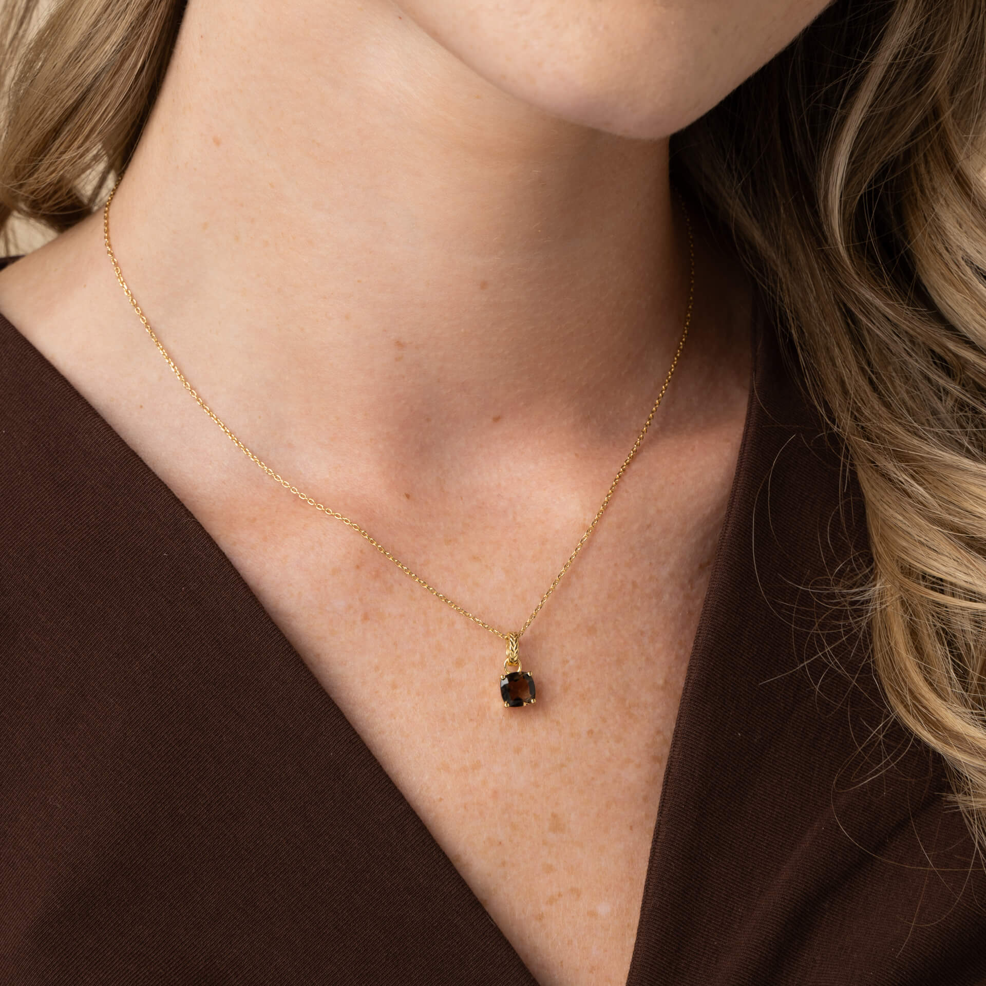 Zelia Stripe Smokey Quartz Necklace