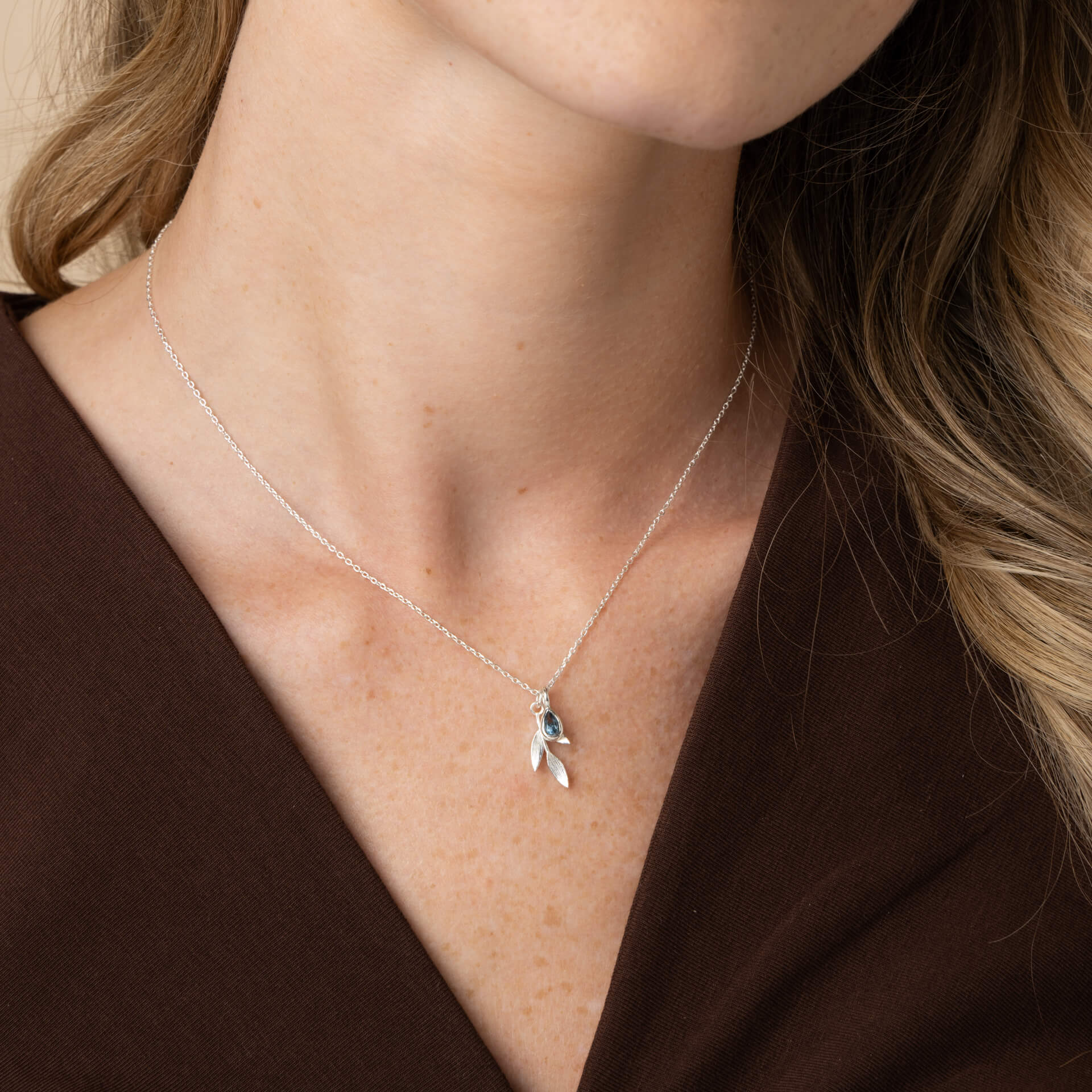 Asha Leaf Teardrop Charm Necklace