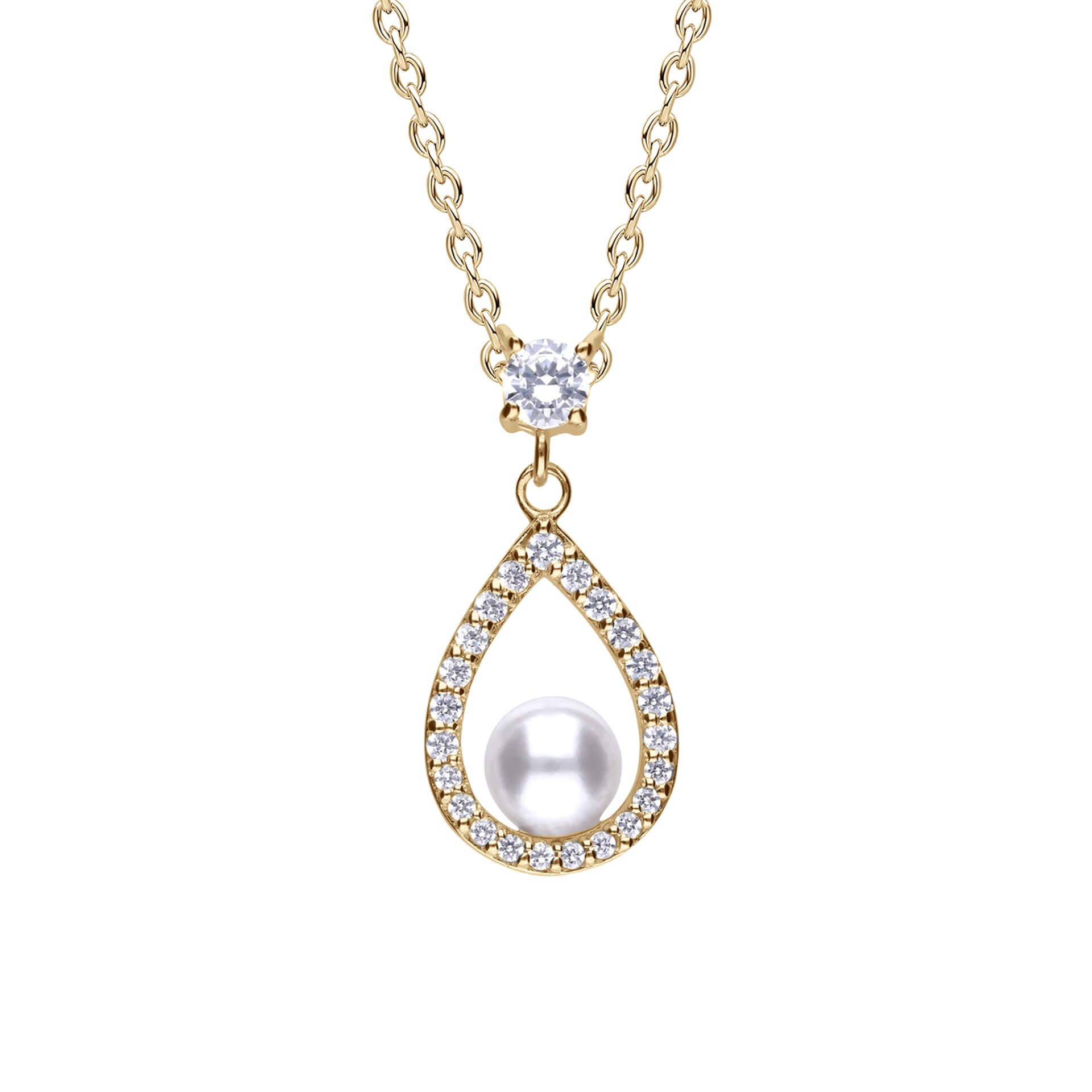 Open Halo Teardrop Pendant with Shell Pearl