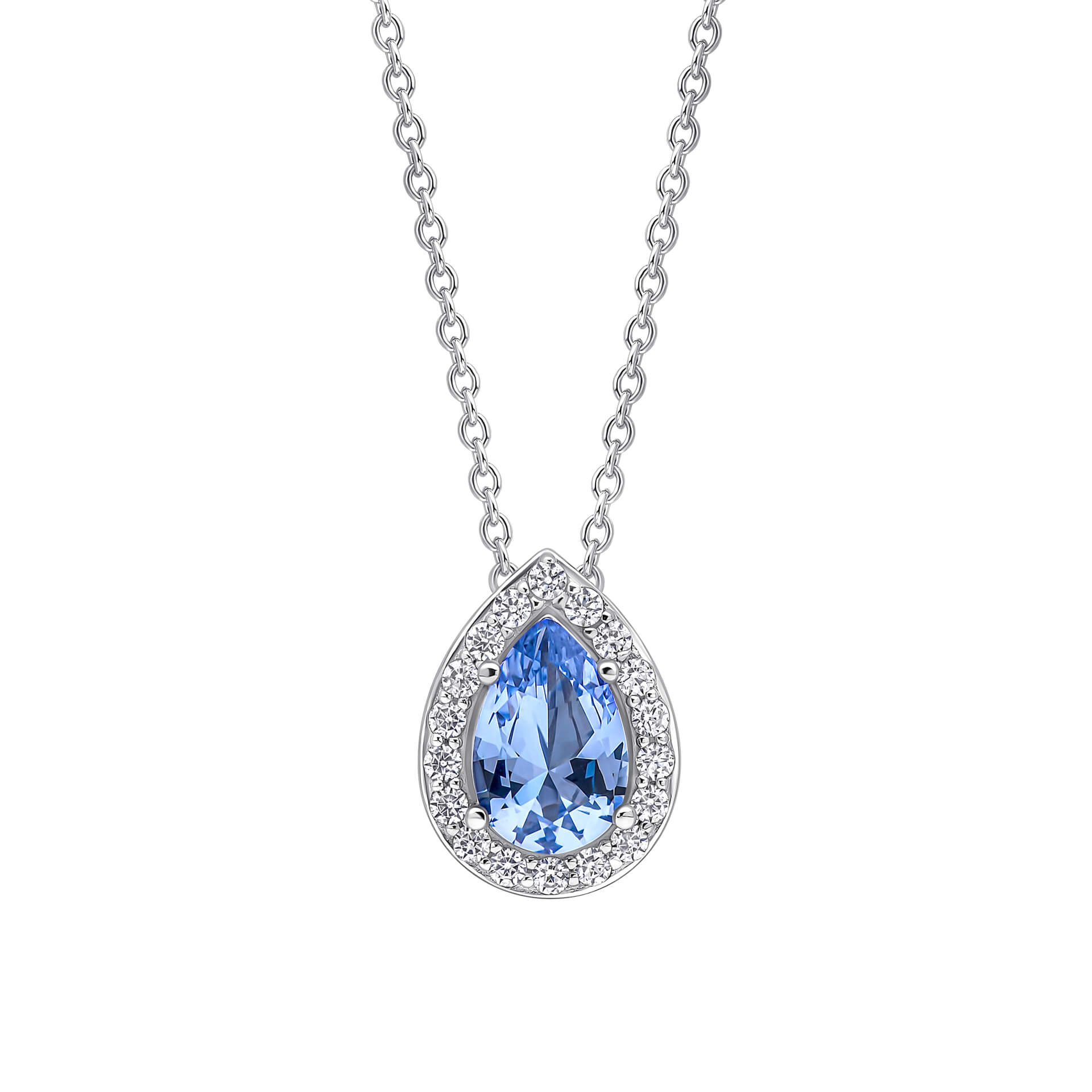 Zirconia Halo Teardrop Pendant
