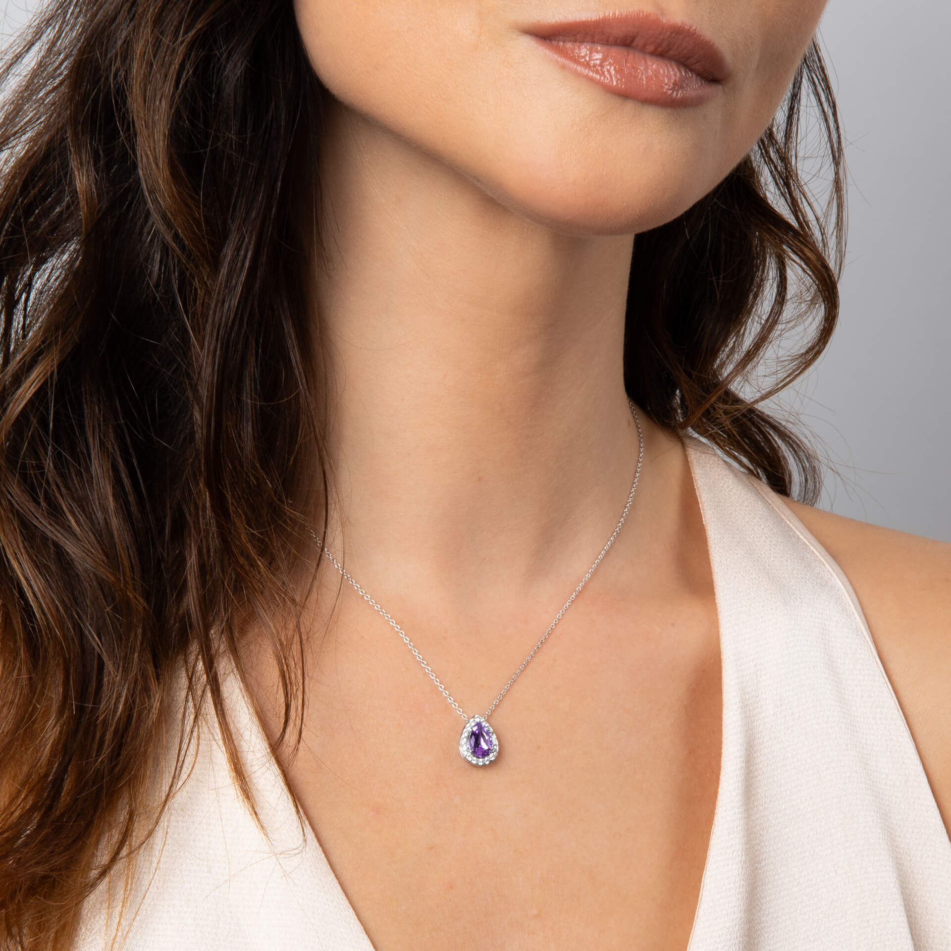 Zirconia Halo Teardrop Pendant
