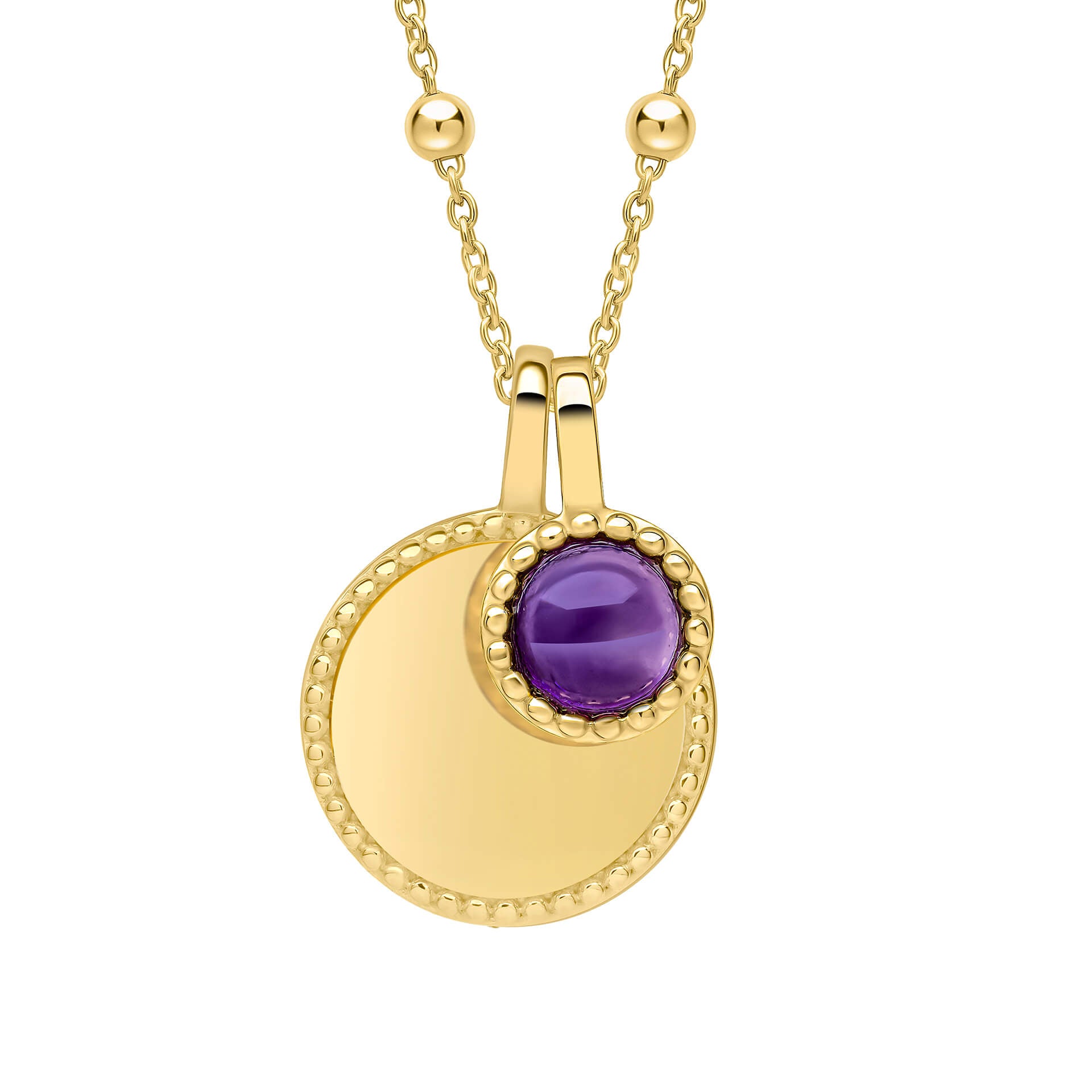 Milgrain Semi-Precious Cabochon Birthstone Necklace