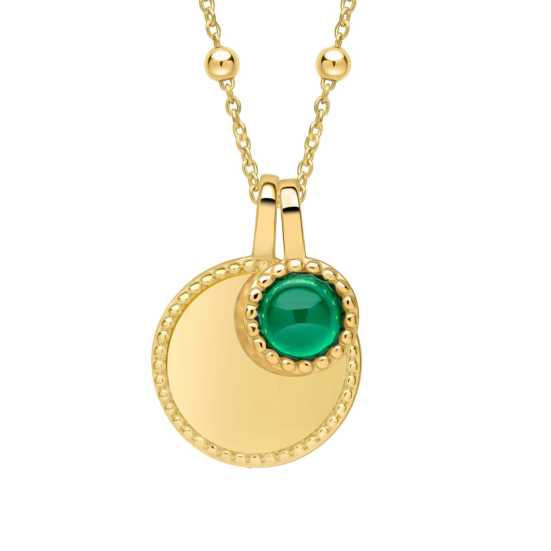 Milgrain Semi-Precious Cabochon Birthstone Necklace