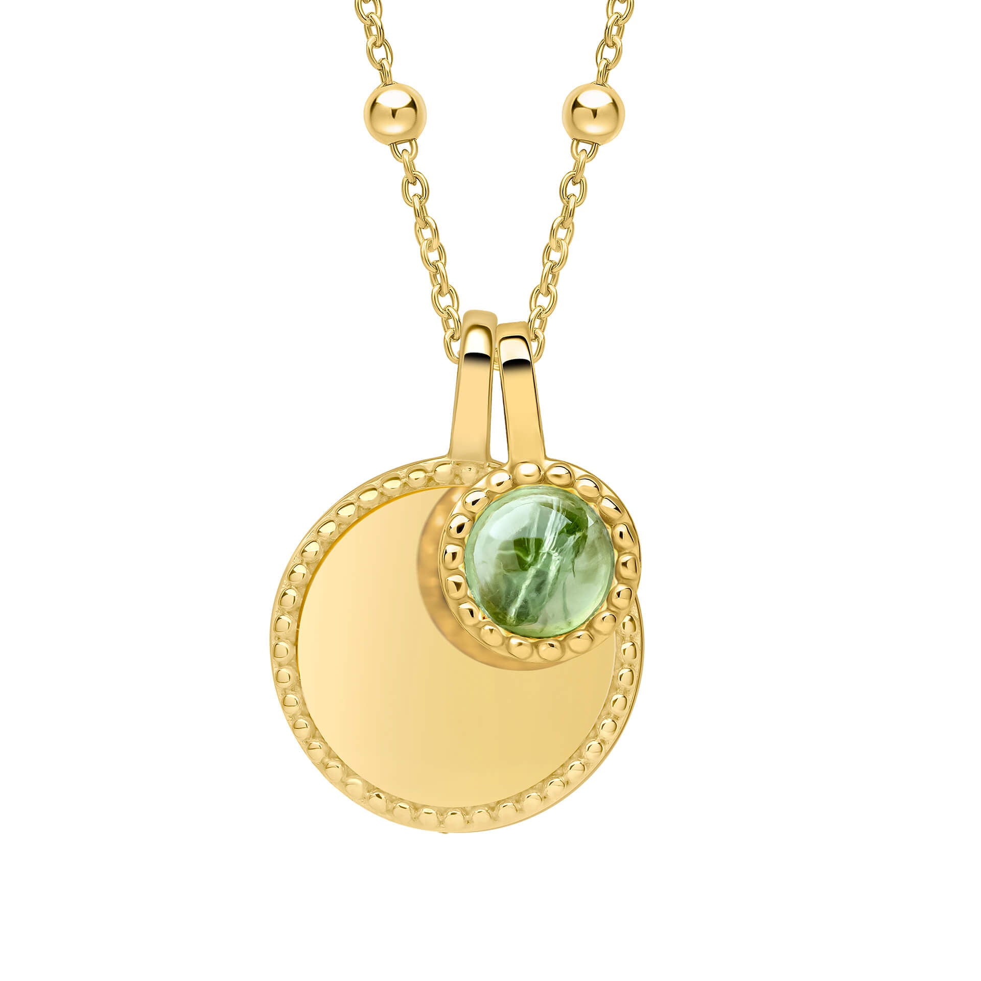 Milgrain Semi-Precious Cabochon Birthstone Necklace