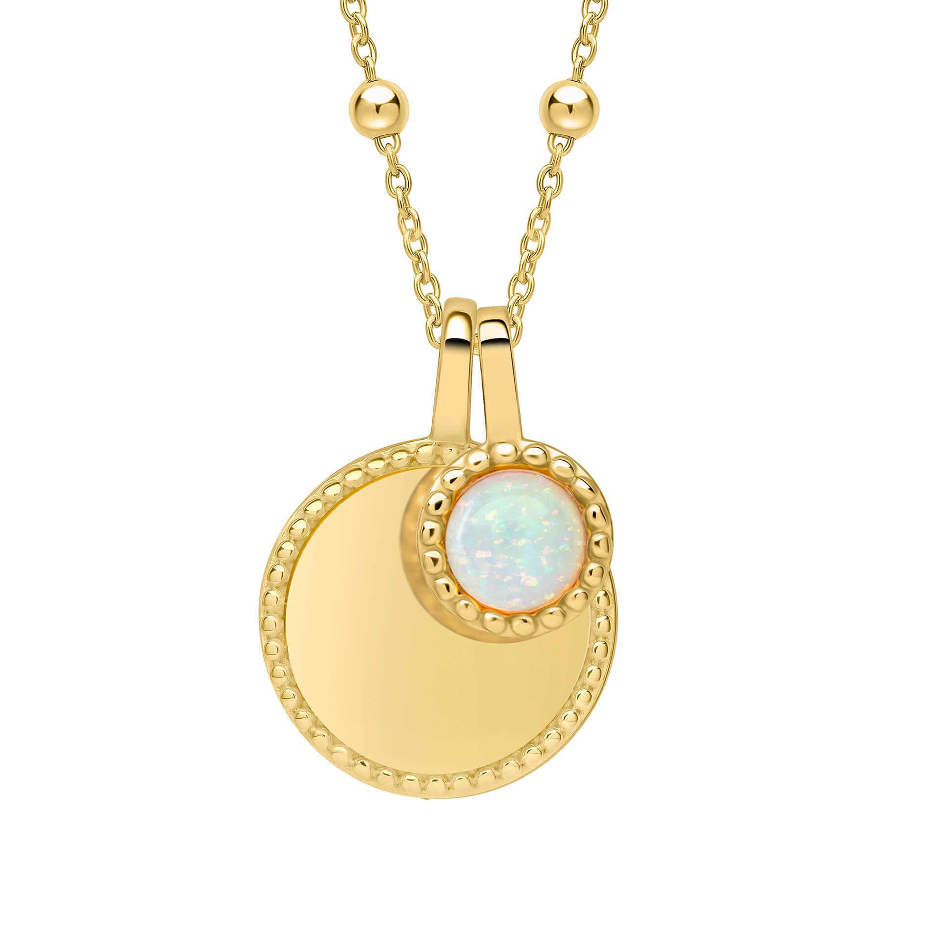 Milgrain Semi-Precious Cabochon Birthstone Necklace
