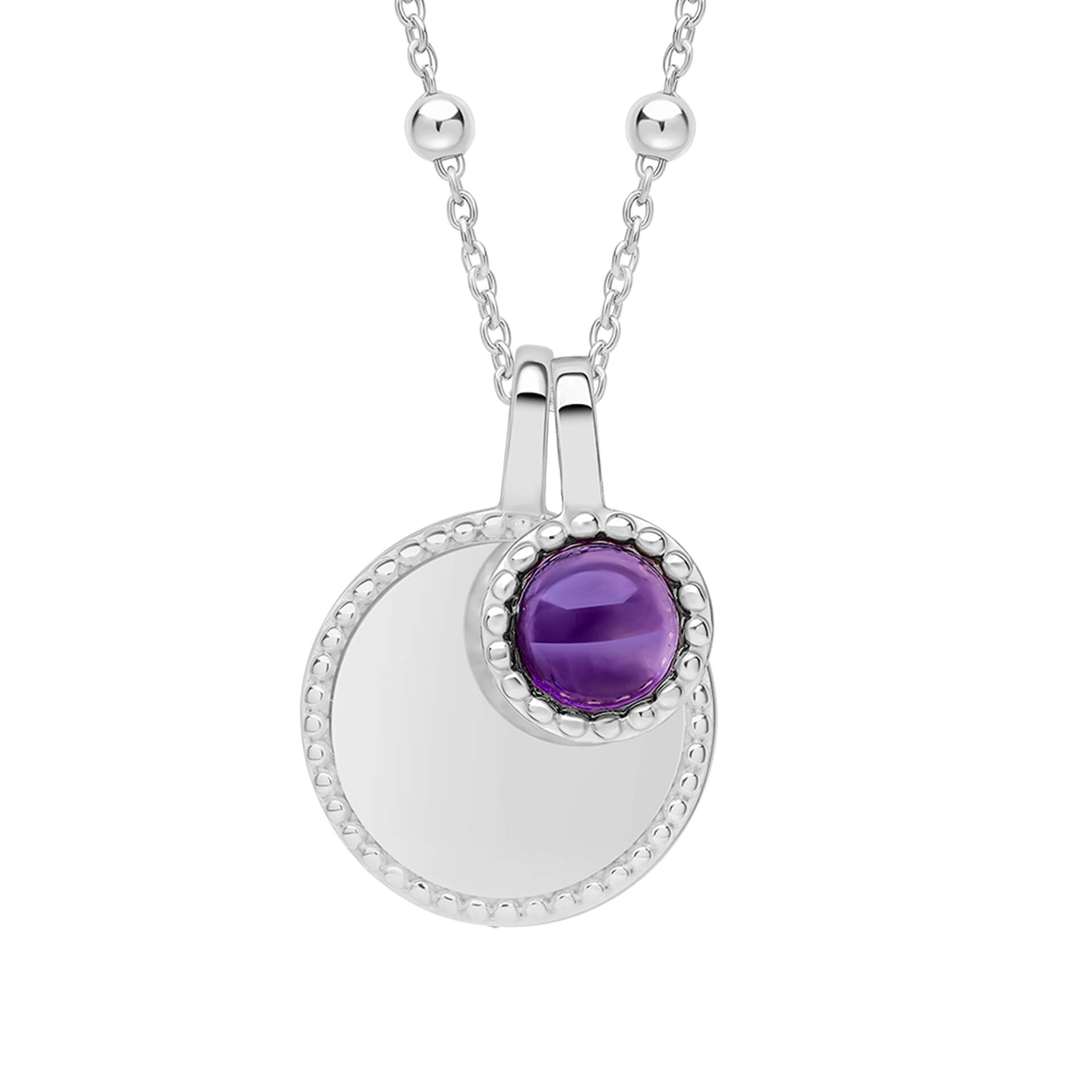 Milgrain Semi-Precious Cabochon Birthstone Necklace
