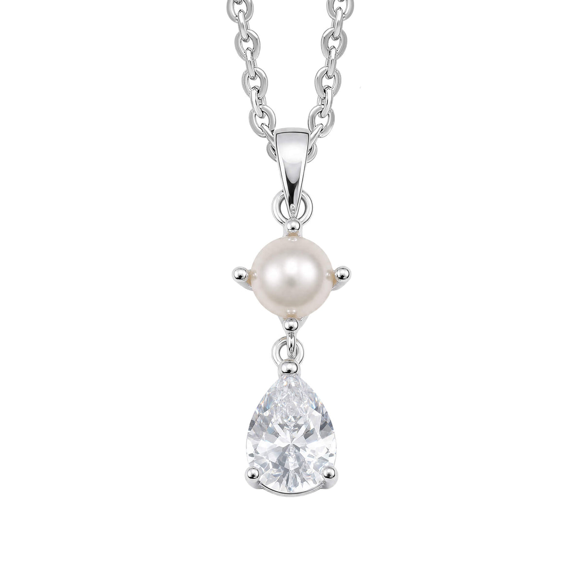 Pearl and Cubic Zirconia Drop Pendant