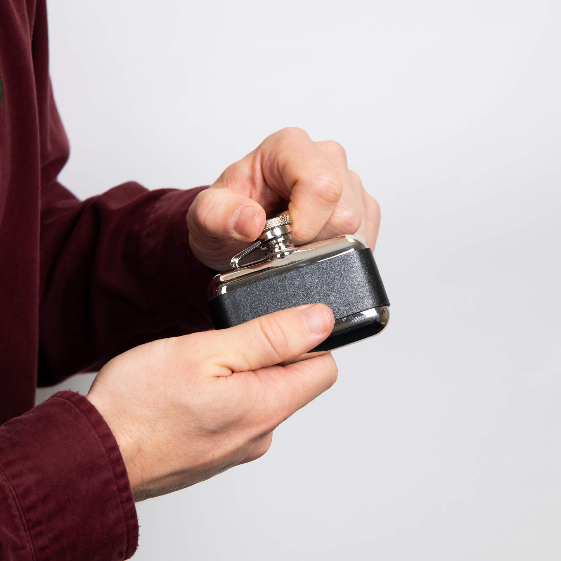 Black Leather 3oz Hip Flask