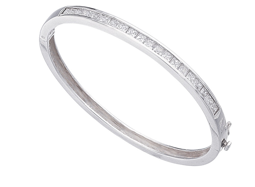 Square Channel Set Bangle with Cubic Zirconia