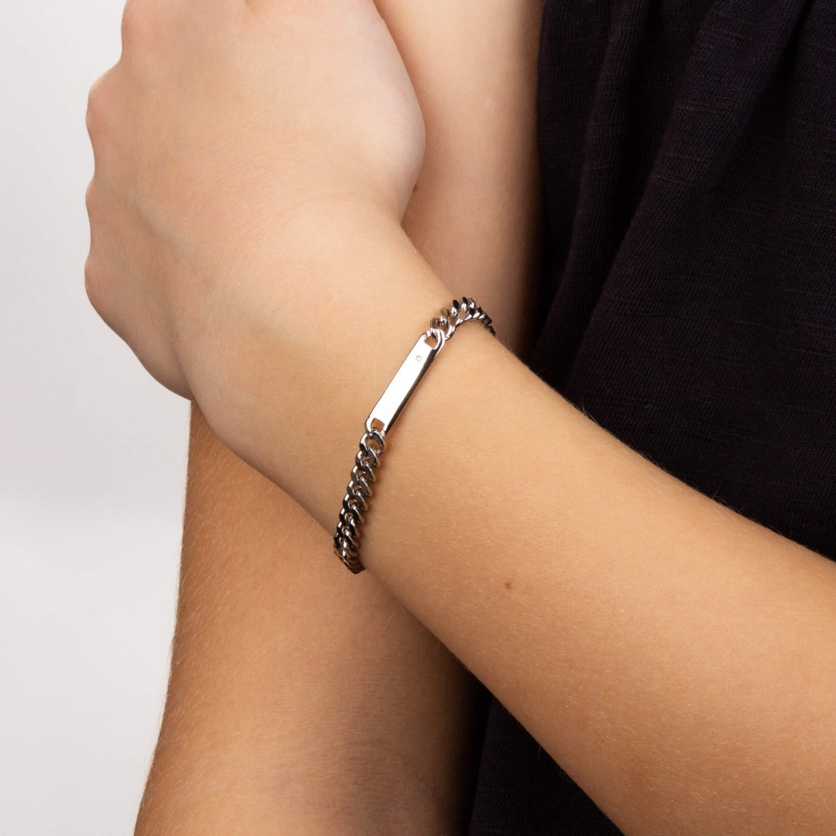 ID Bar Bracelet with Diamond-