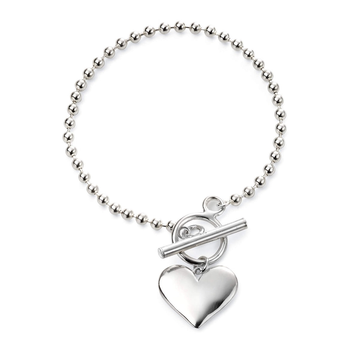 Ball Chain Bracelet with Heart Tag